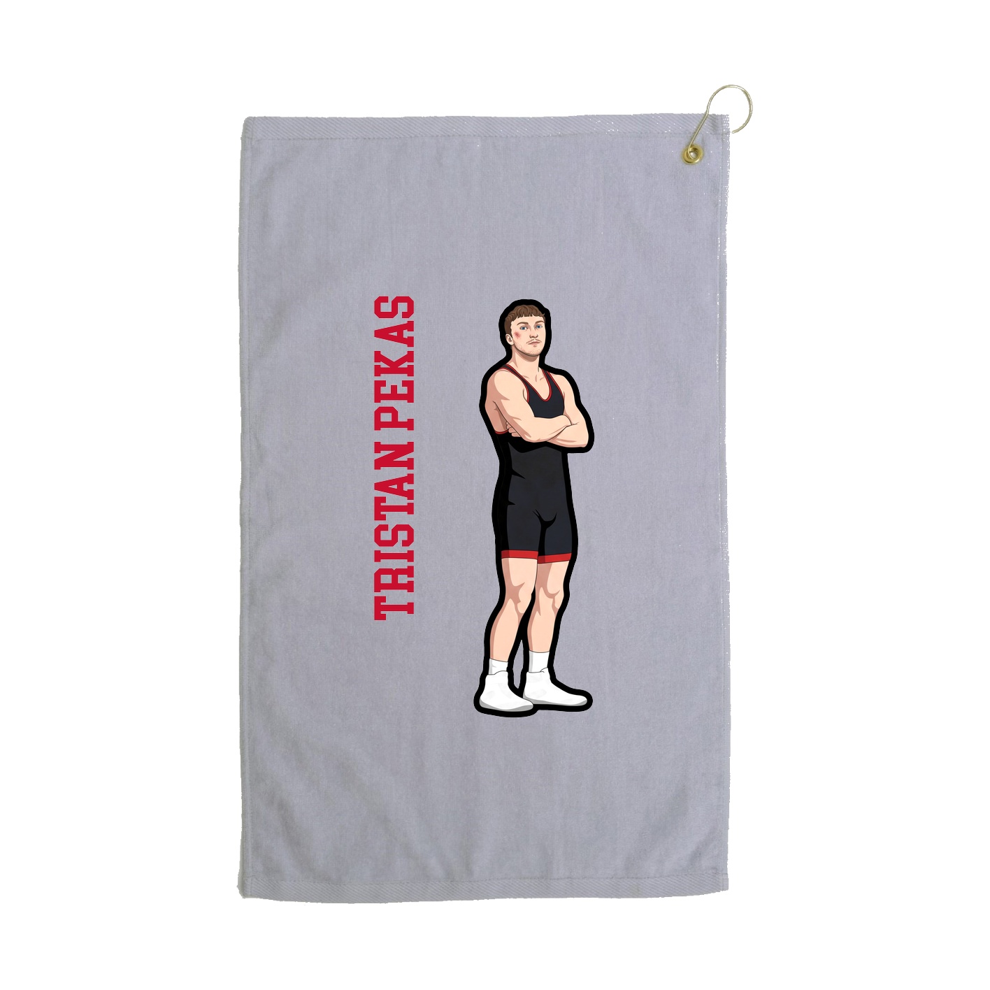 Golf Towel — Name Vertical in Grey