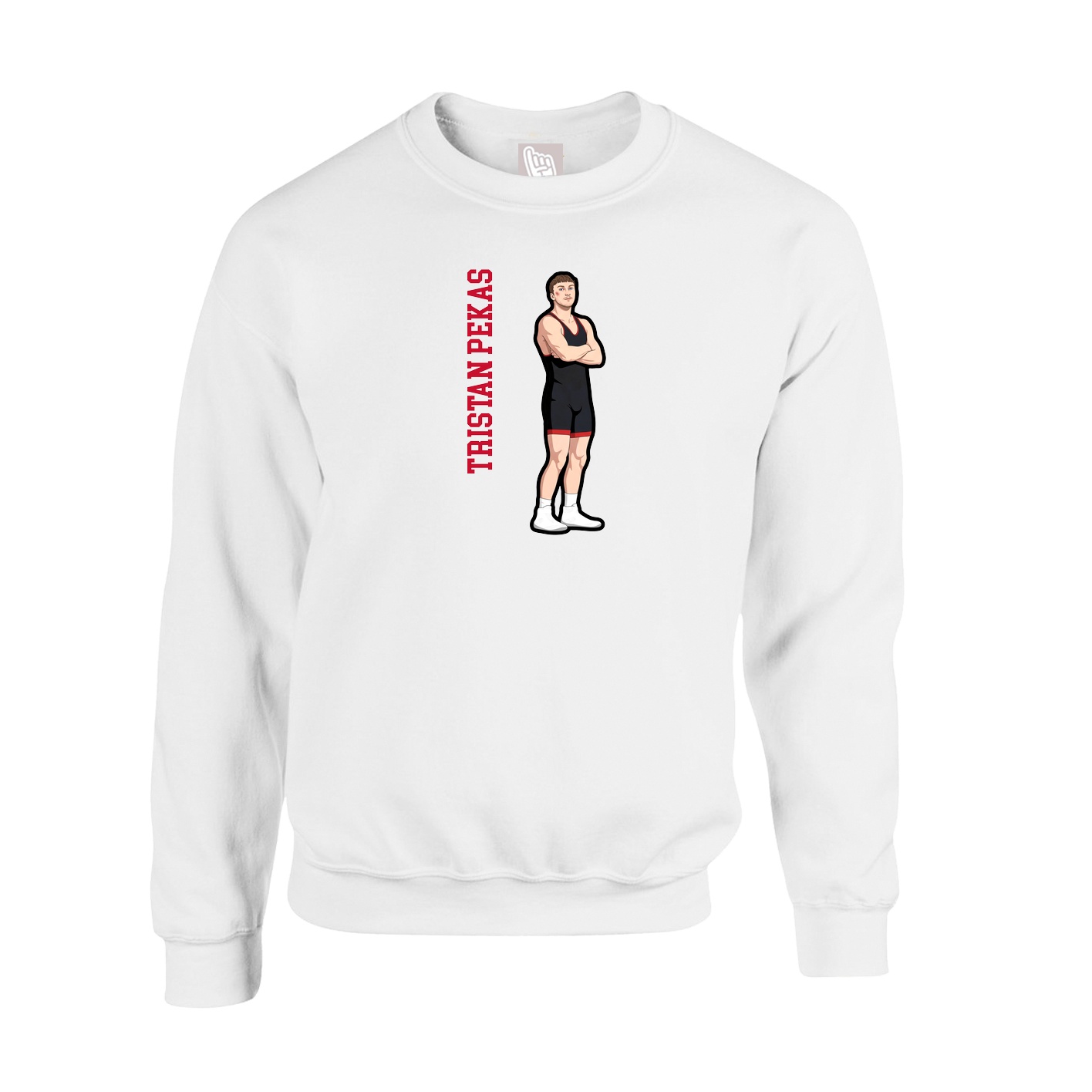Fleece Crew — Name Vertical in White