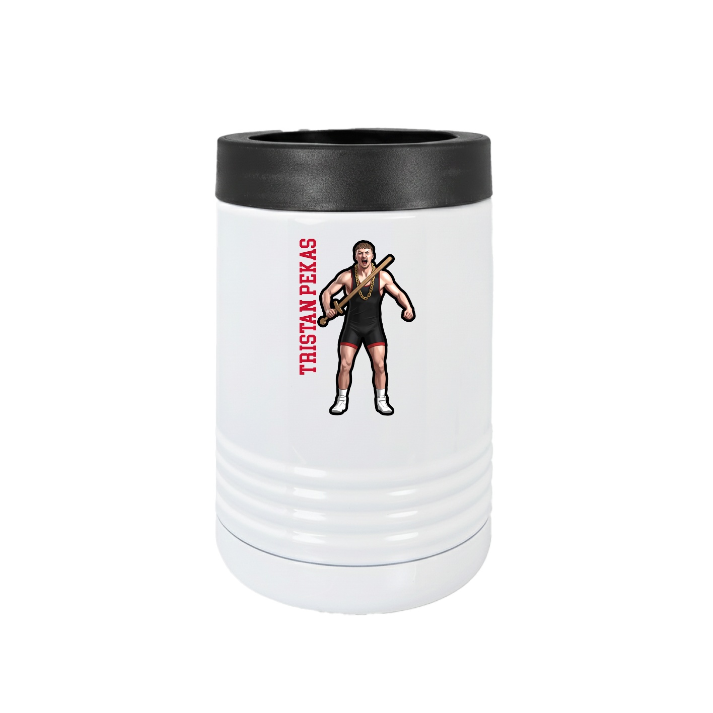 Beverage Holder — Name Vertical in White