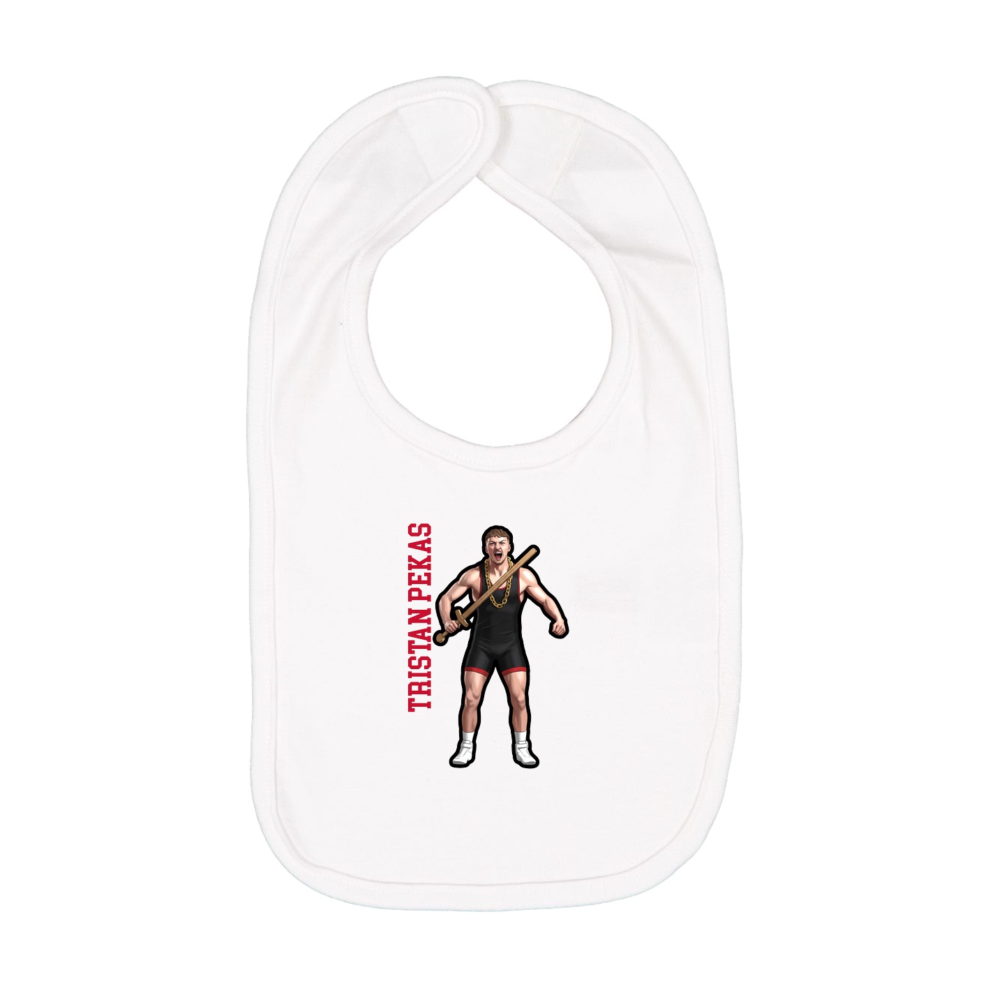 Infant Bib — Name Vertical in White