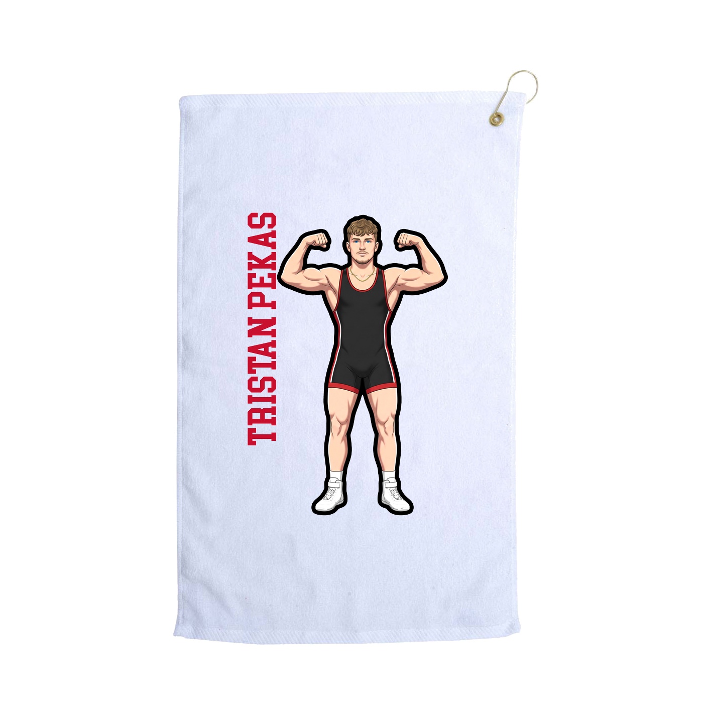 Golf Towel — Name Vertical in White
