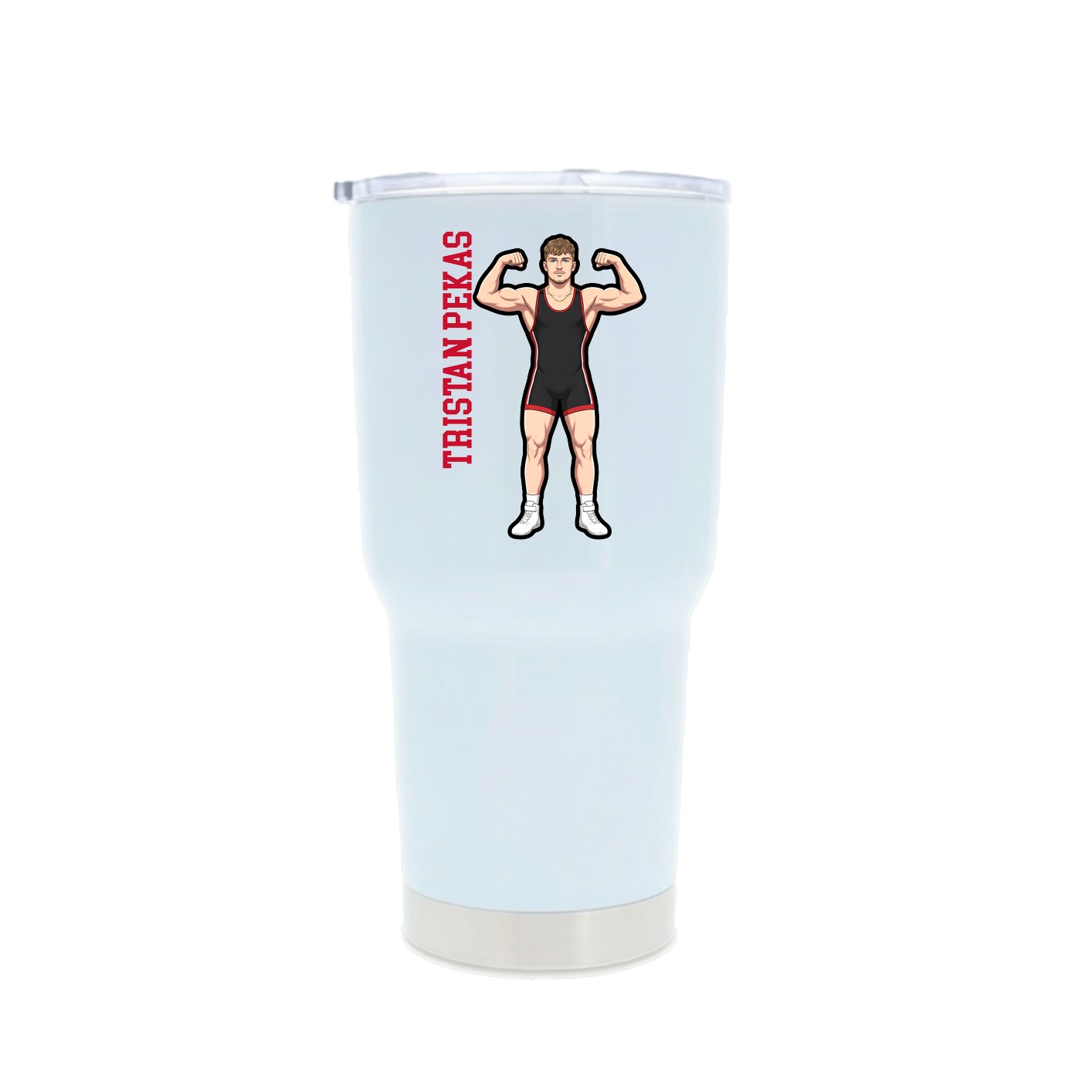 30oz Stainless Steel Tumbler — Name Vertical in White