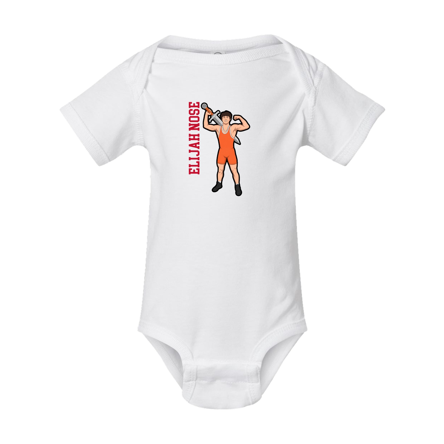 Baby Onesie — Name Vertical in White