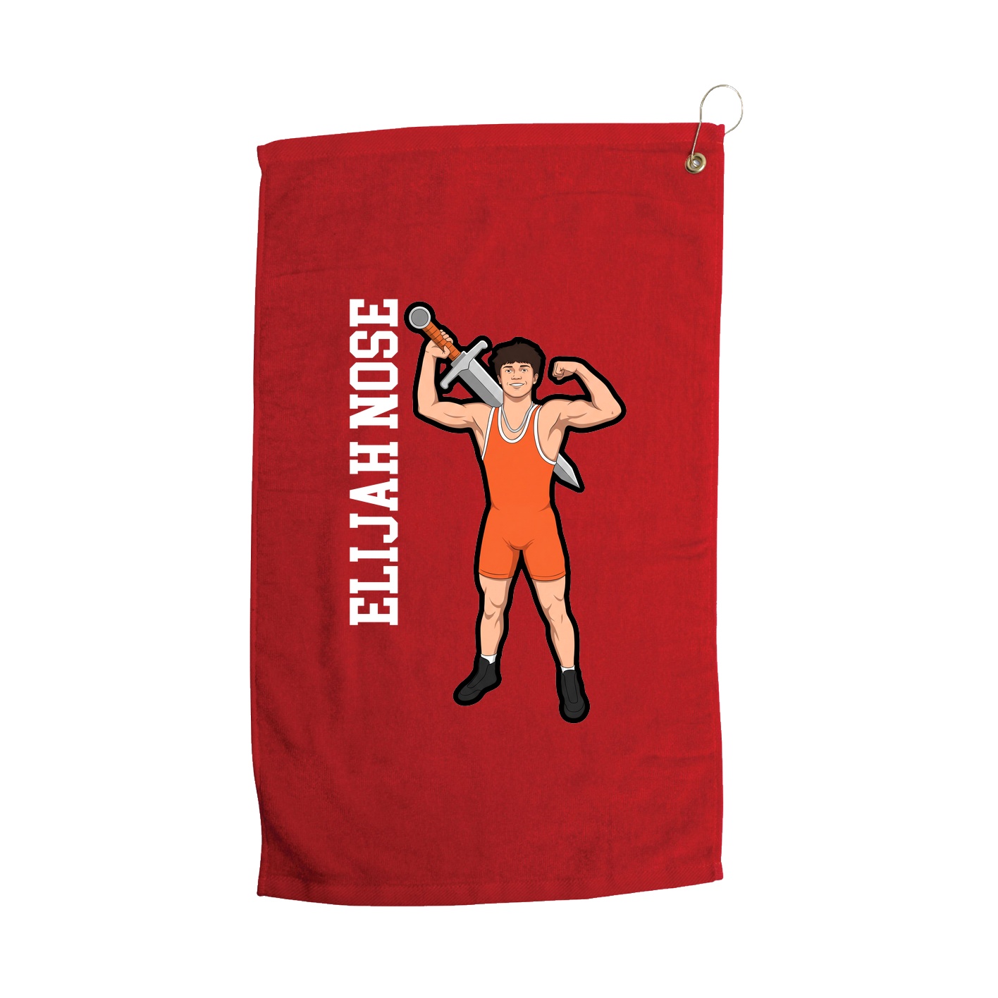 Golf Towel — Name Vertical in Red