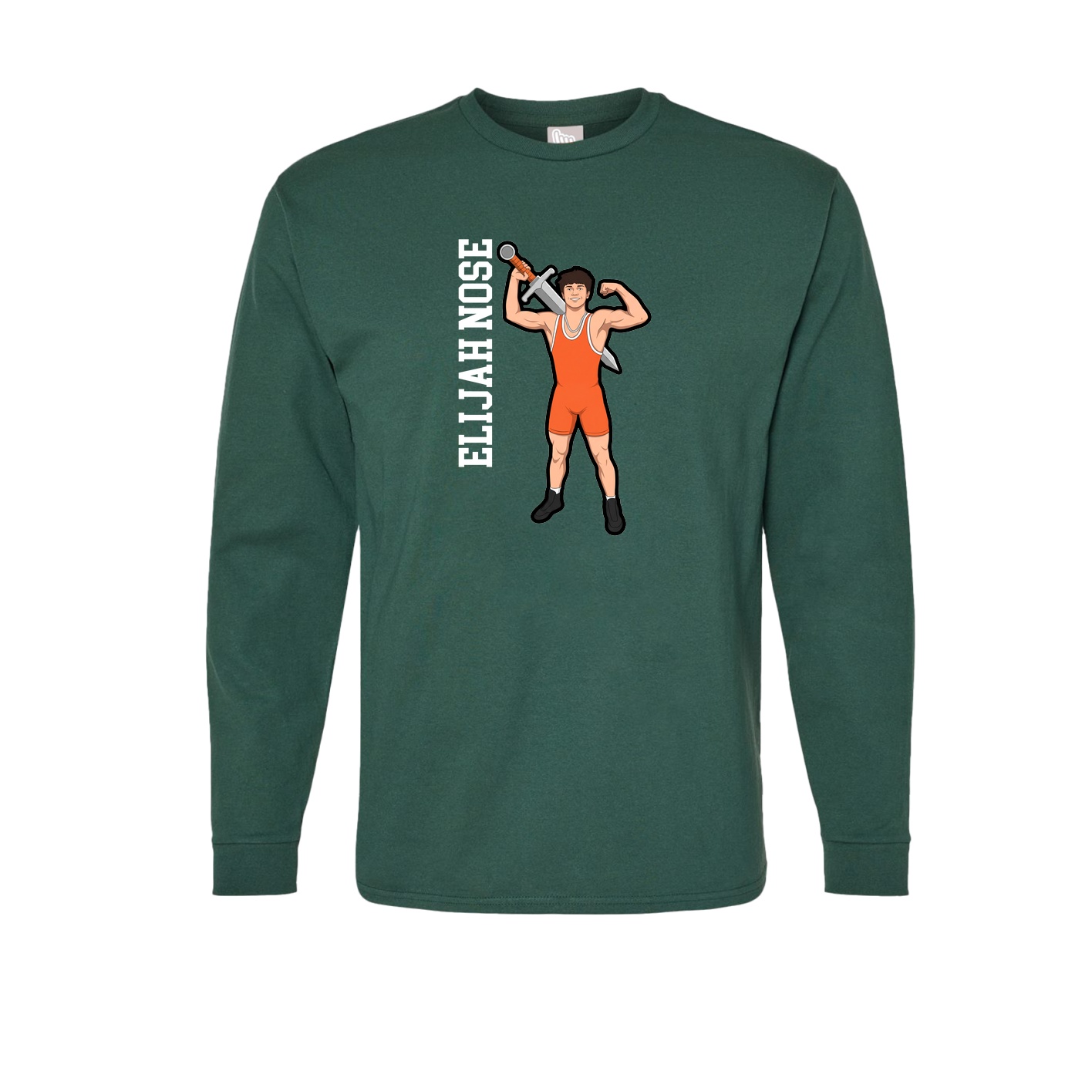 Long Sleeve Tee — Name Vertical in Green
