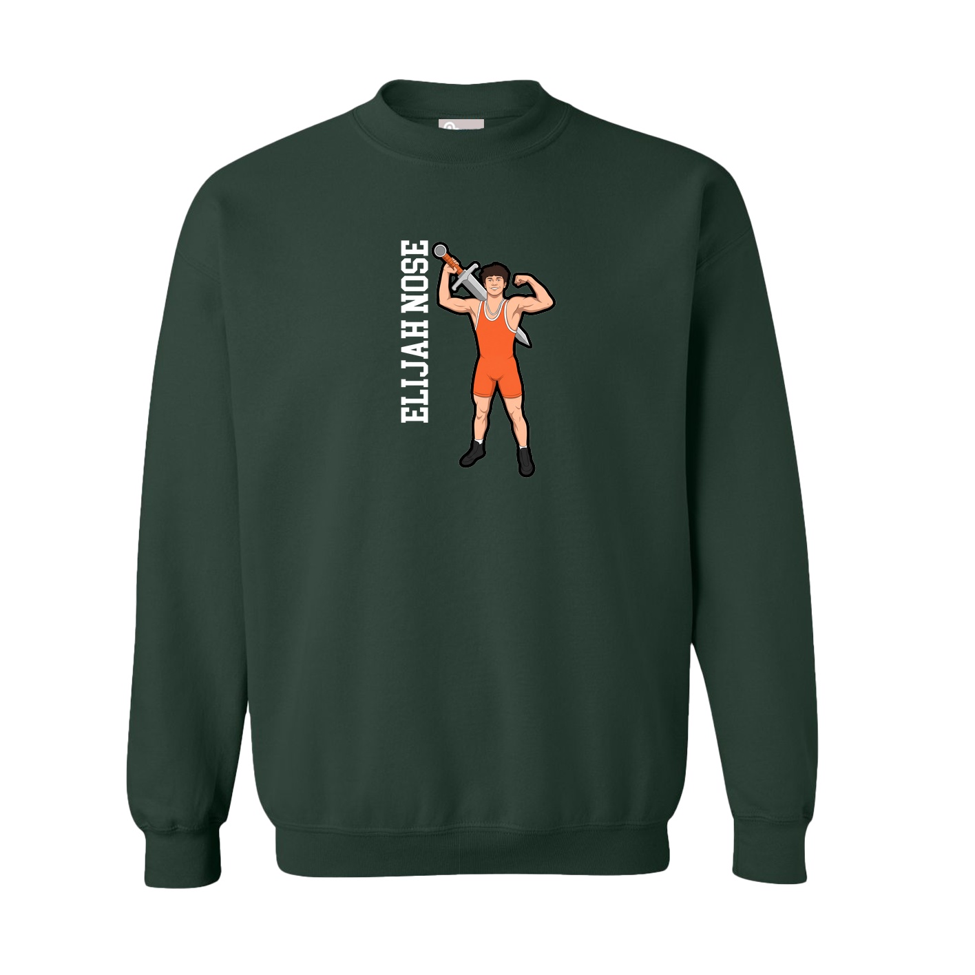 Fleece Crew — Name Vertical in Green