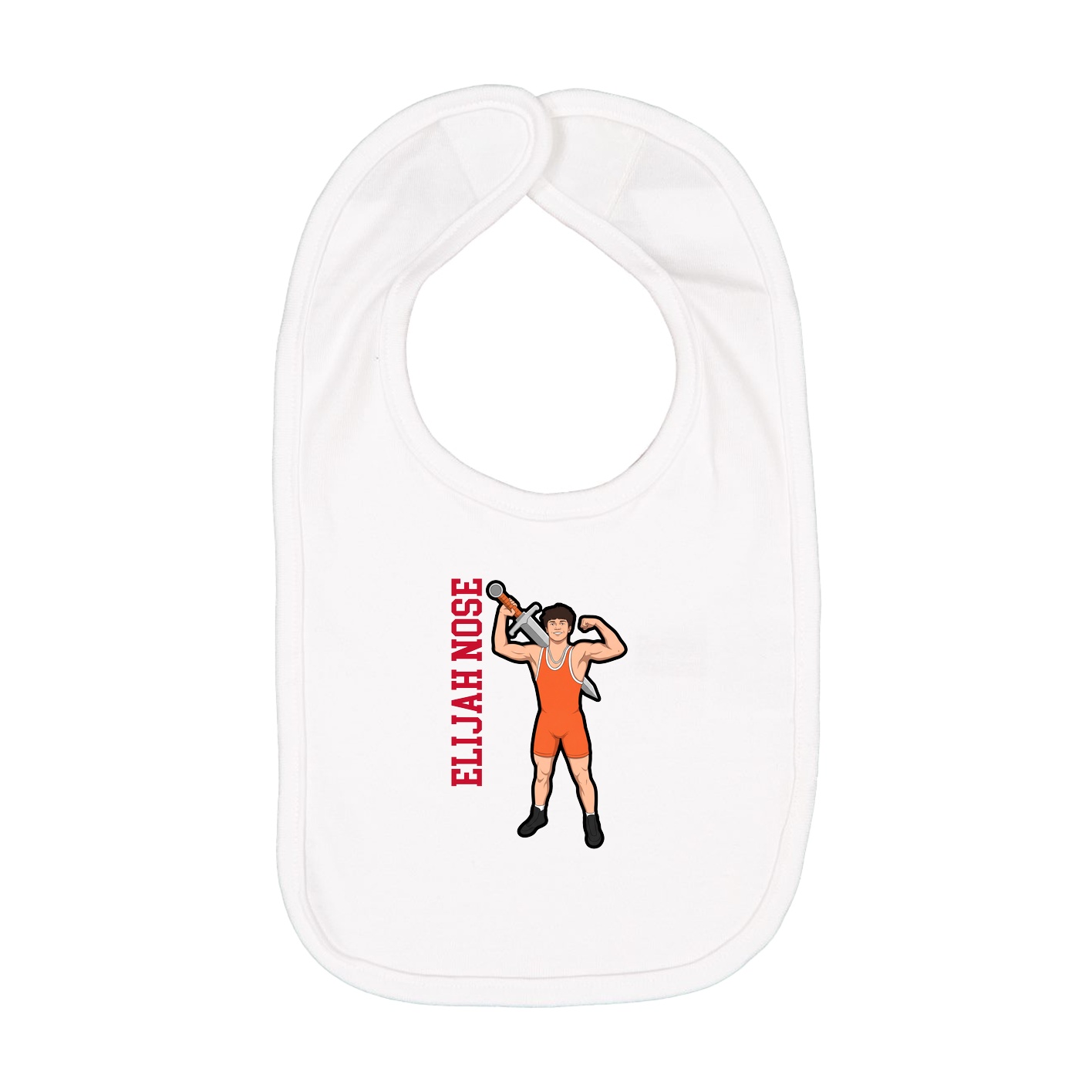 Infant Bib — Name Vertical in White