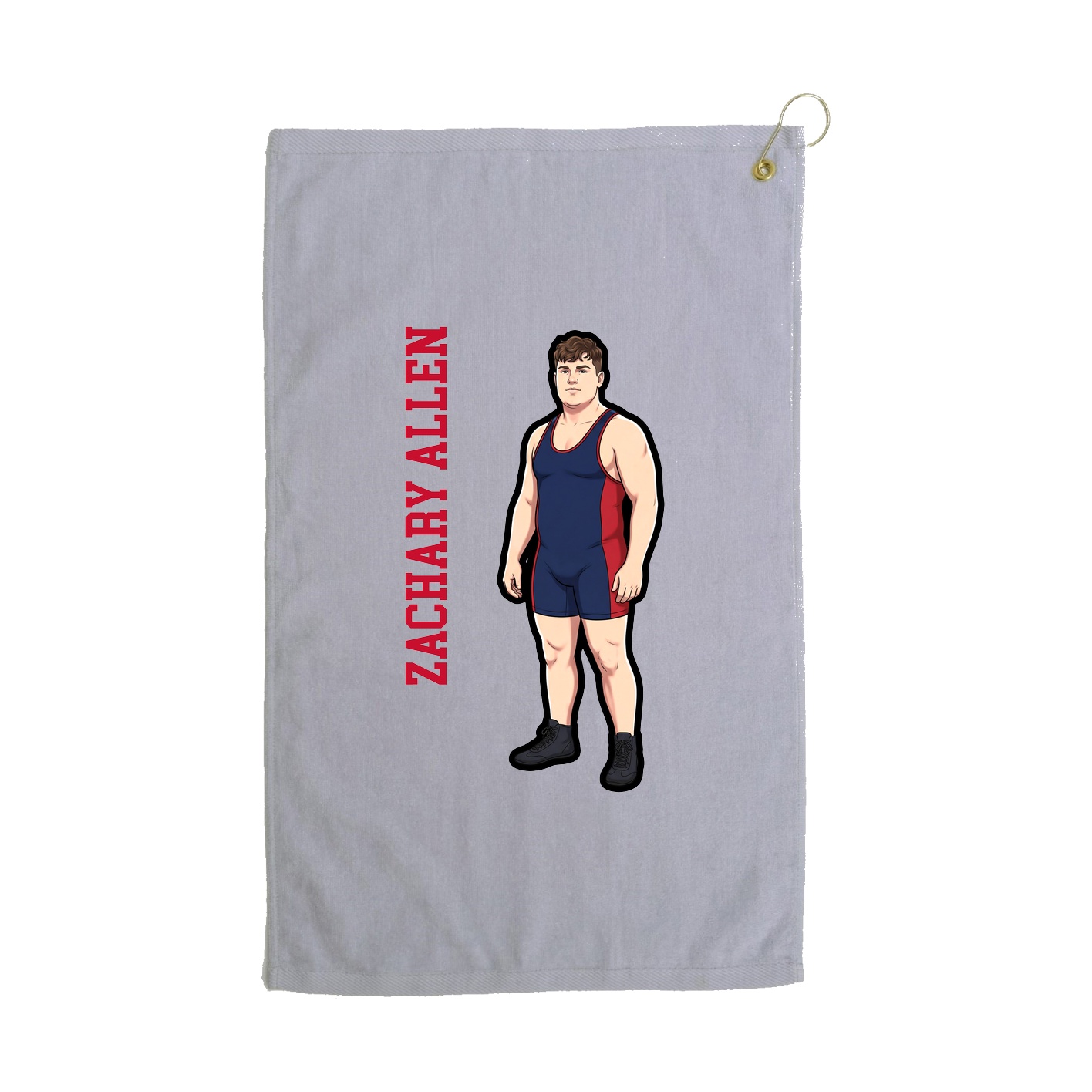 Golf Towel — Name Vertical in Grey