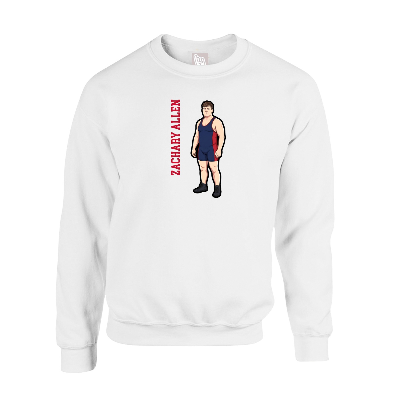 Fleece Crew — Name Vertical in White