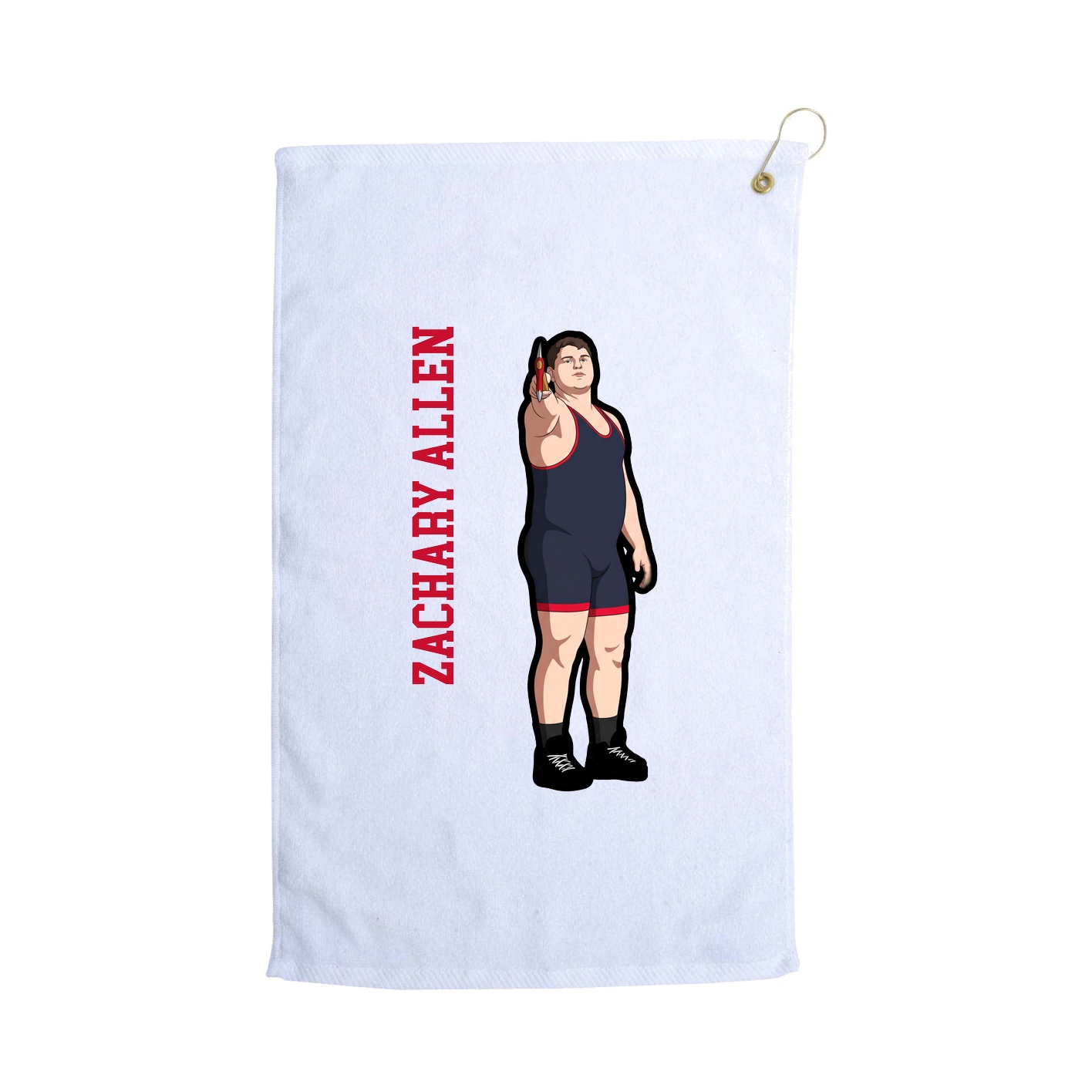 Golf Towel — Name Vertical in White