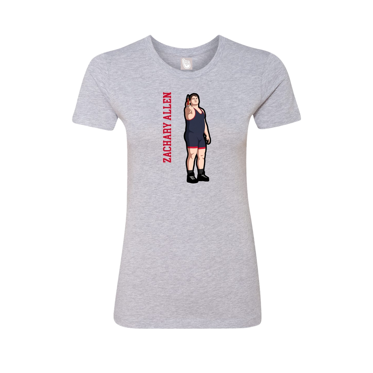 Fitted Women's Tee — Name Vertical in Grey