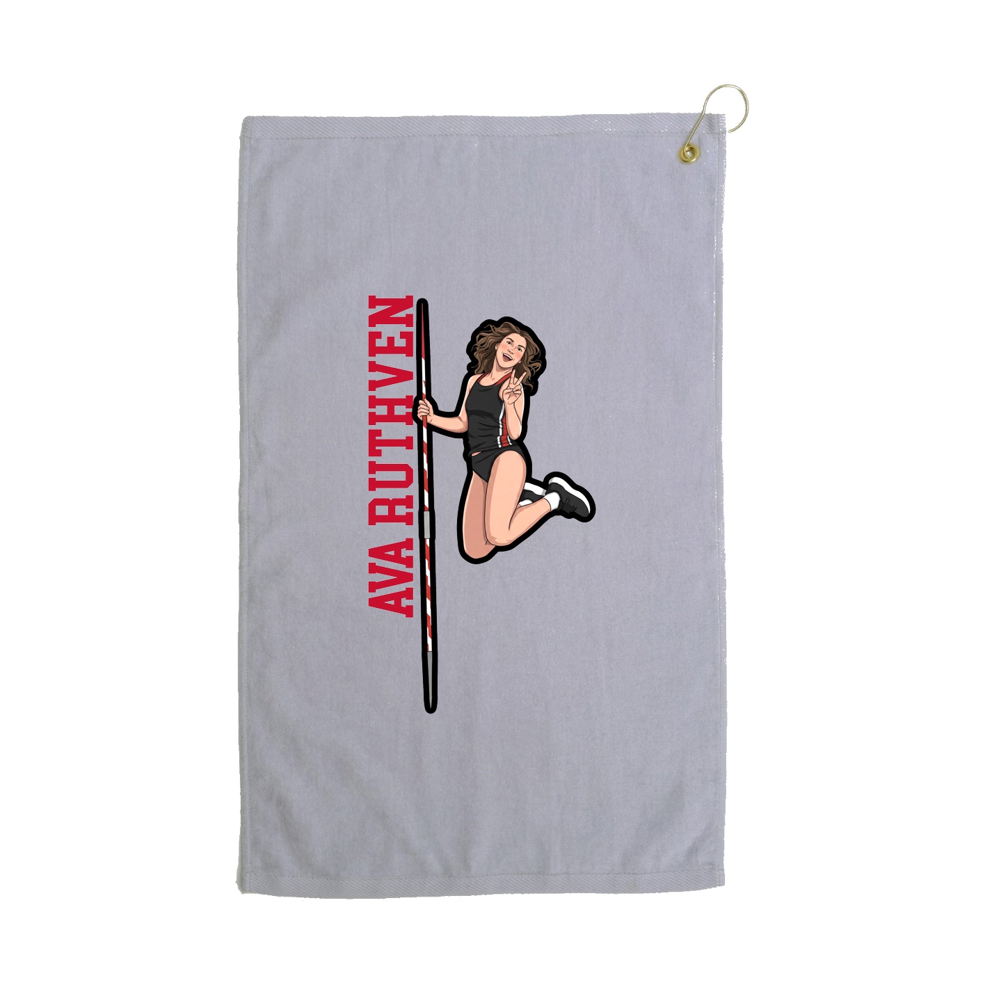 Golf Towel — Name Vertical in Grey