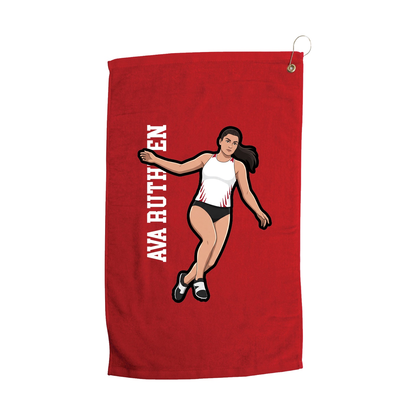Golf Towel — Name Vertical in Red