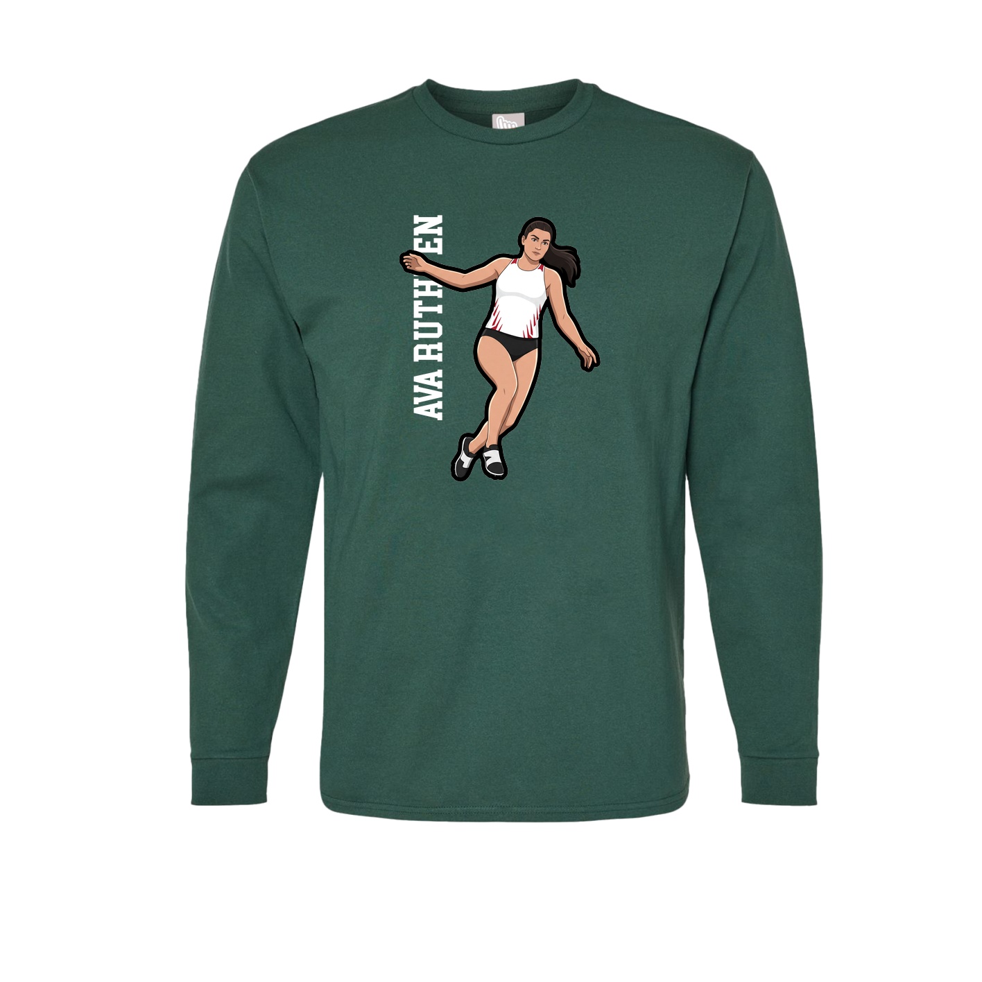 Long Sleeve Tee — Name Vertical in Green