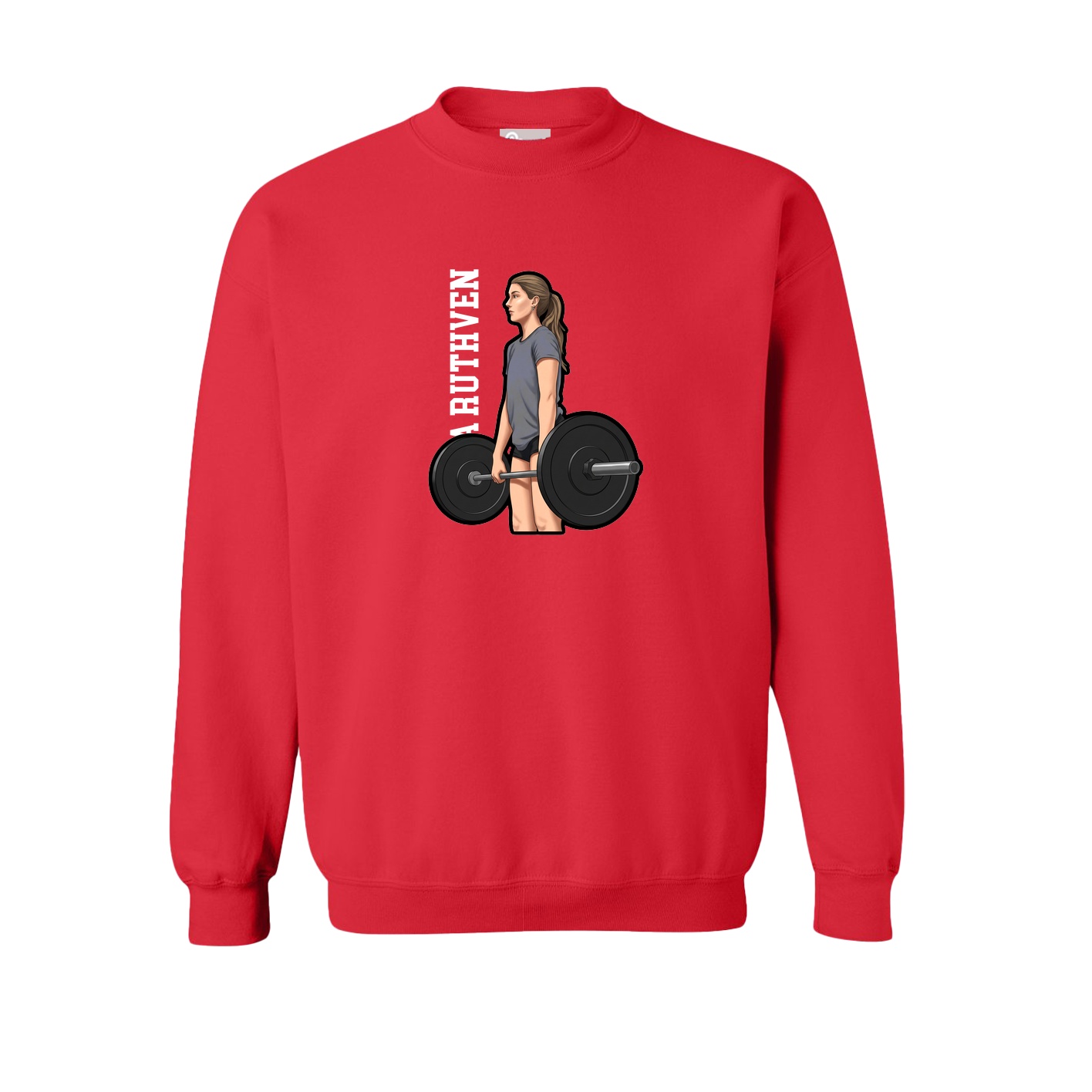 Fleece Crew — Name Vertical in Red