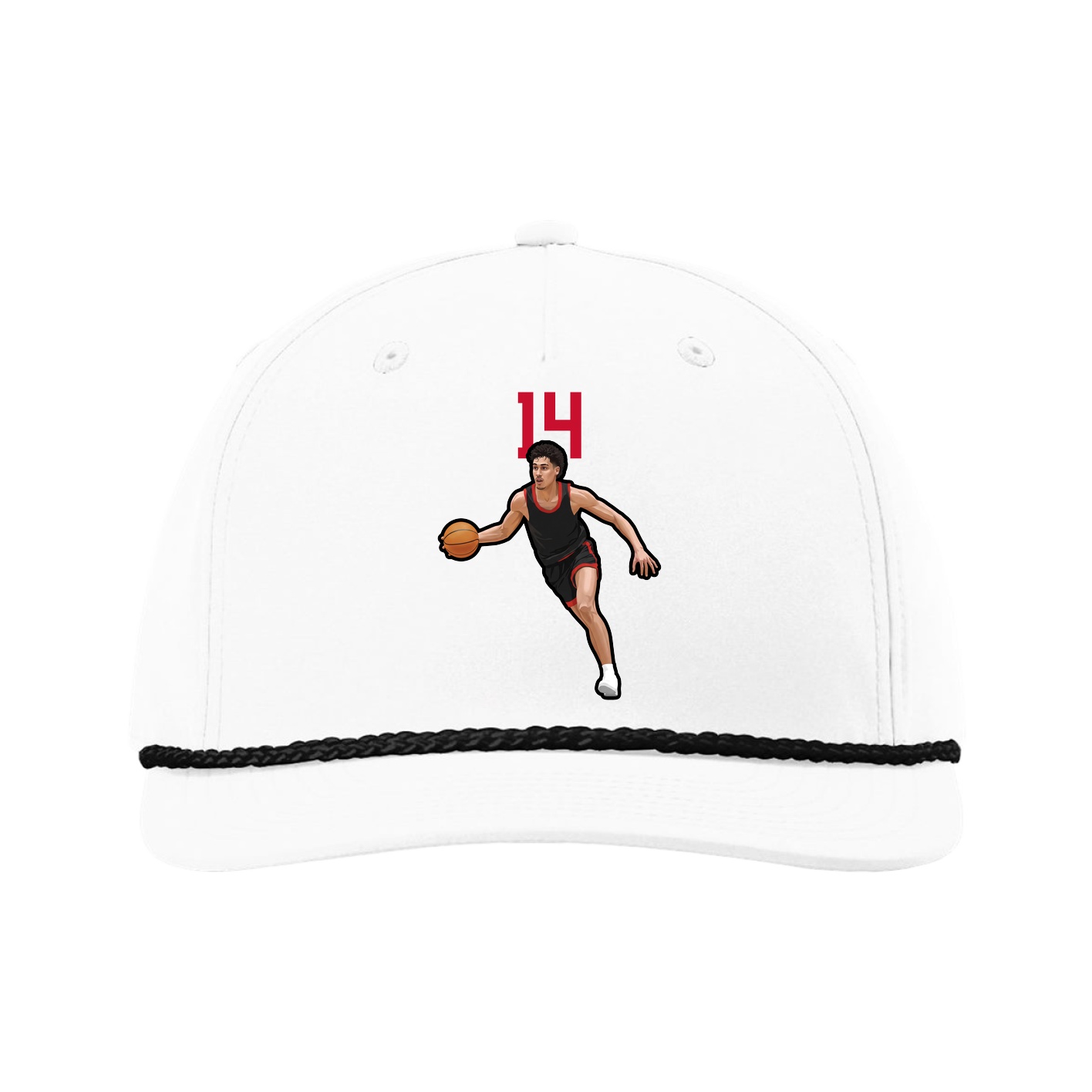 Five-Panel Classic Rope Cap — Number Top in White