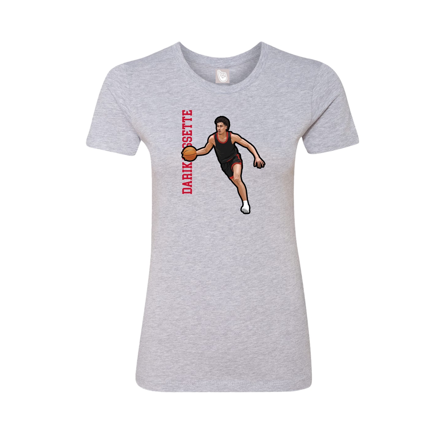 Fitted Women's Tee — Name Vertical in Grey