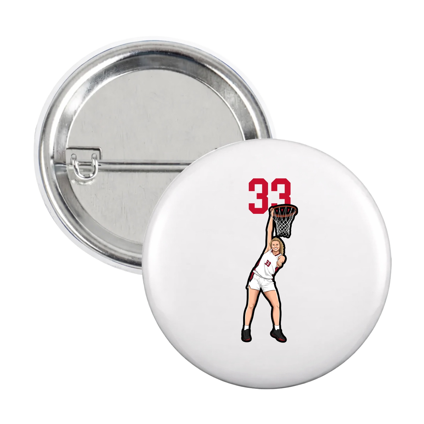 Game Day Button — Number Top in White