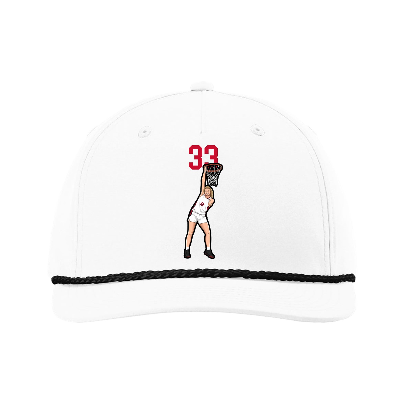 Five-Panel Classic Rope Cap — Number Top in White
