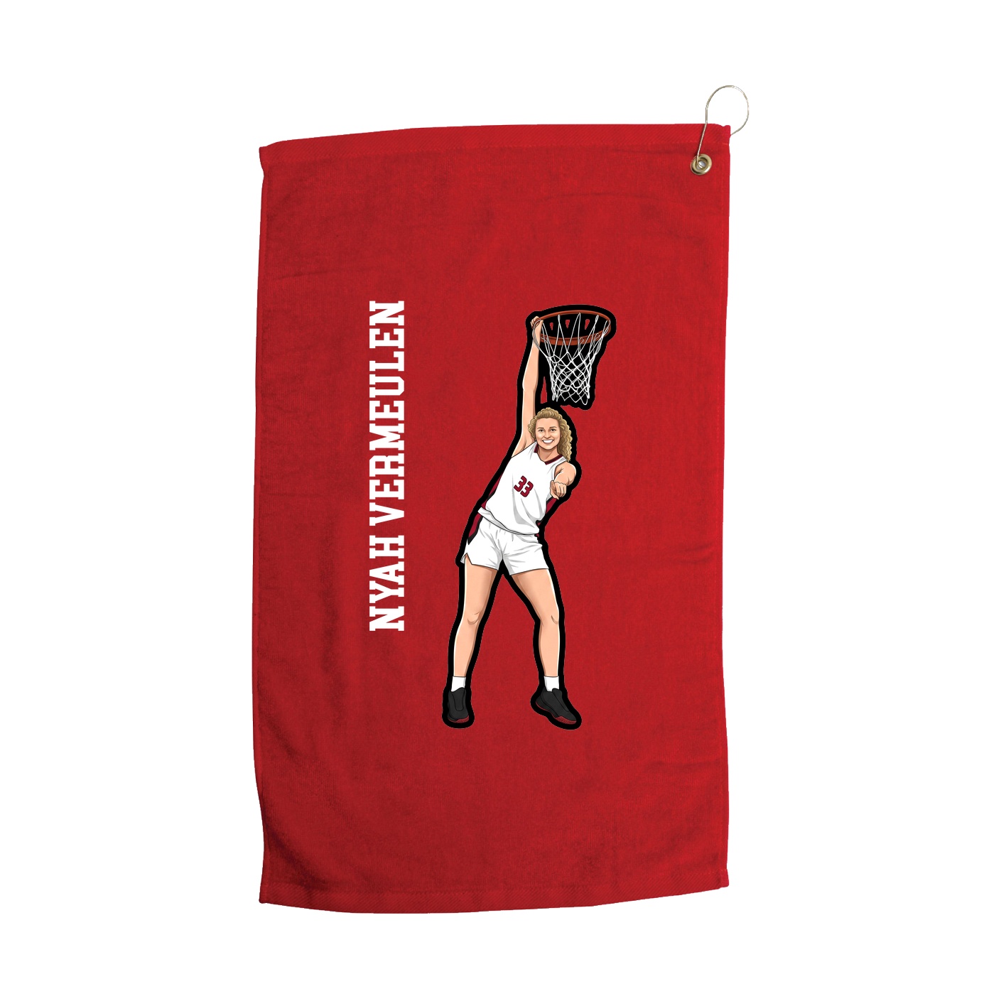 Golf Towel — Name Vertical in Red