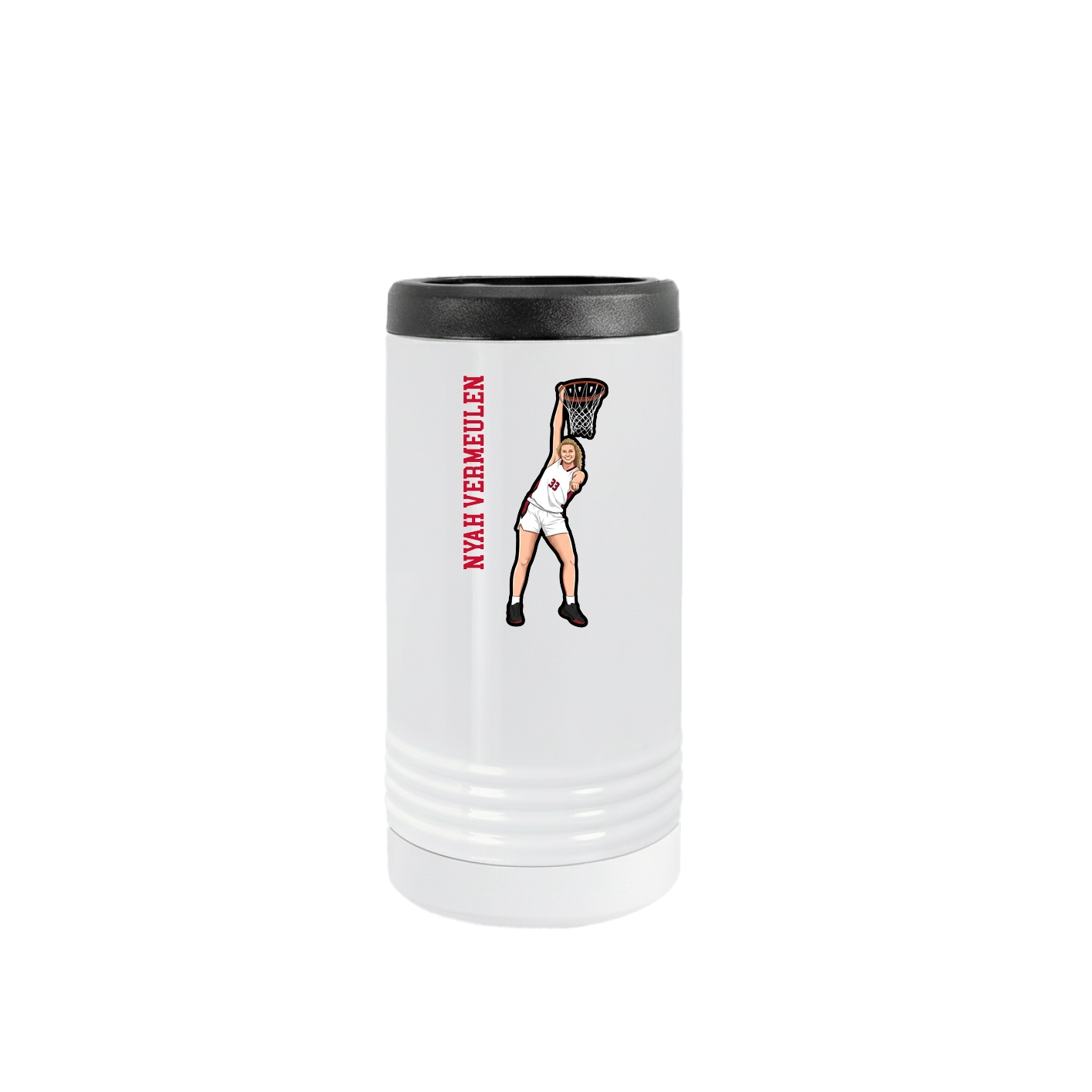 Slim Beverage Holder — Name Vertical in White