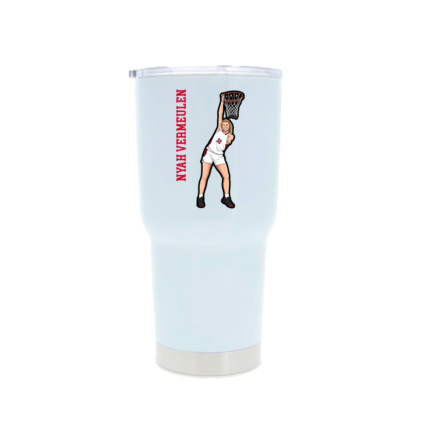 30oz Stainless Steel Tumbler — Name Vertical in White