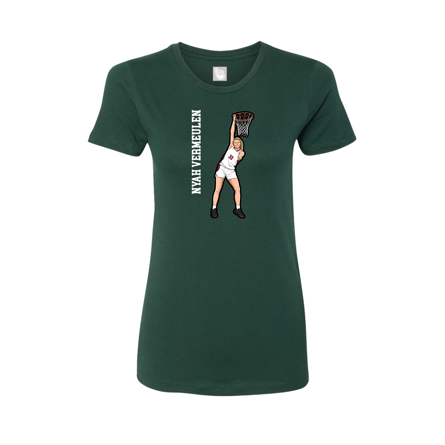 Fitted Women's Tee — Name Vertical in Green