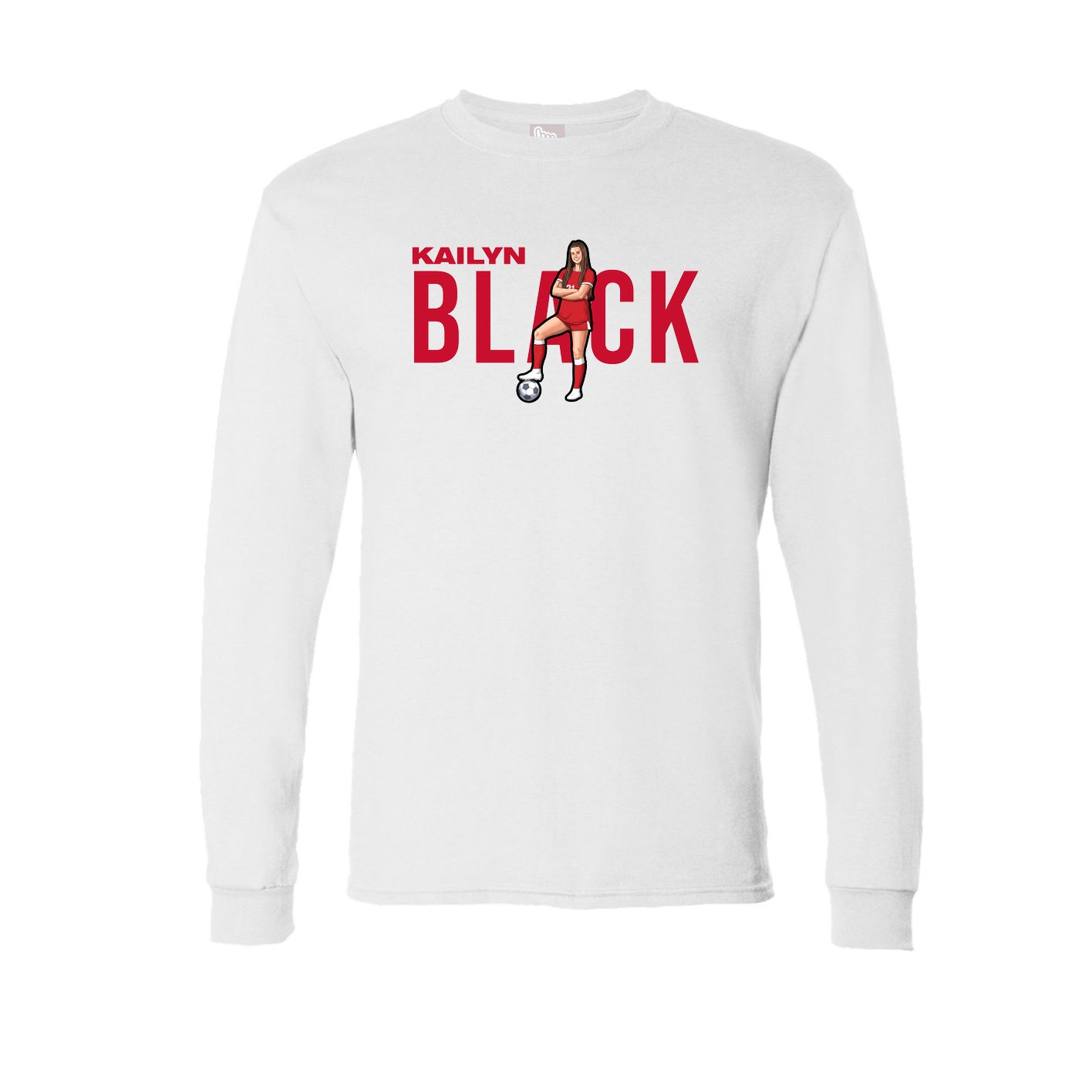 Long Sleeve Tee — Player Name in White