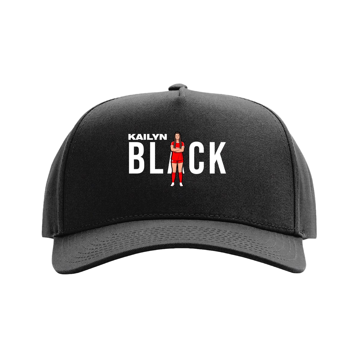 Full Fabric Five-Panel Champ Cap — Player Name in Black