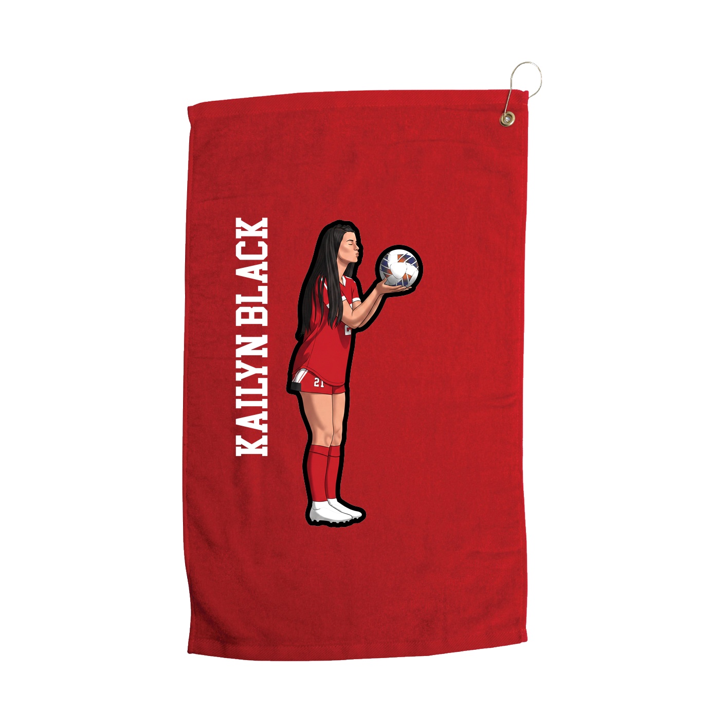 Golf Towel — Name Vertical in Red