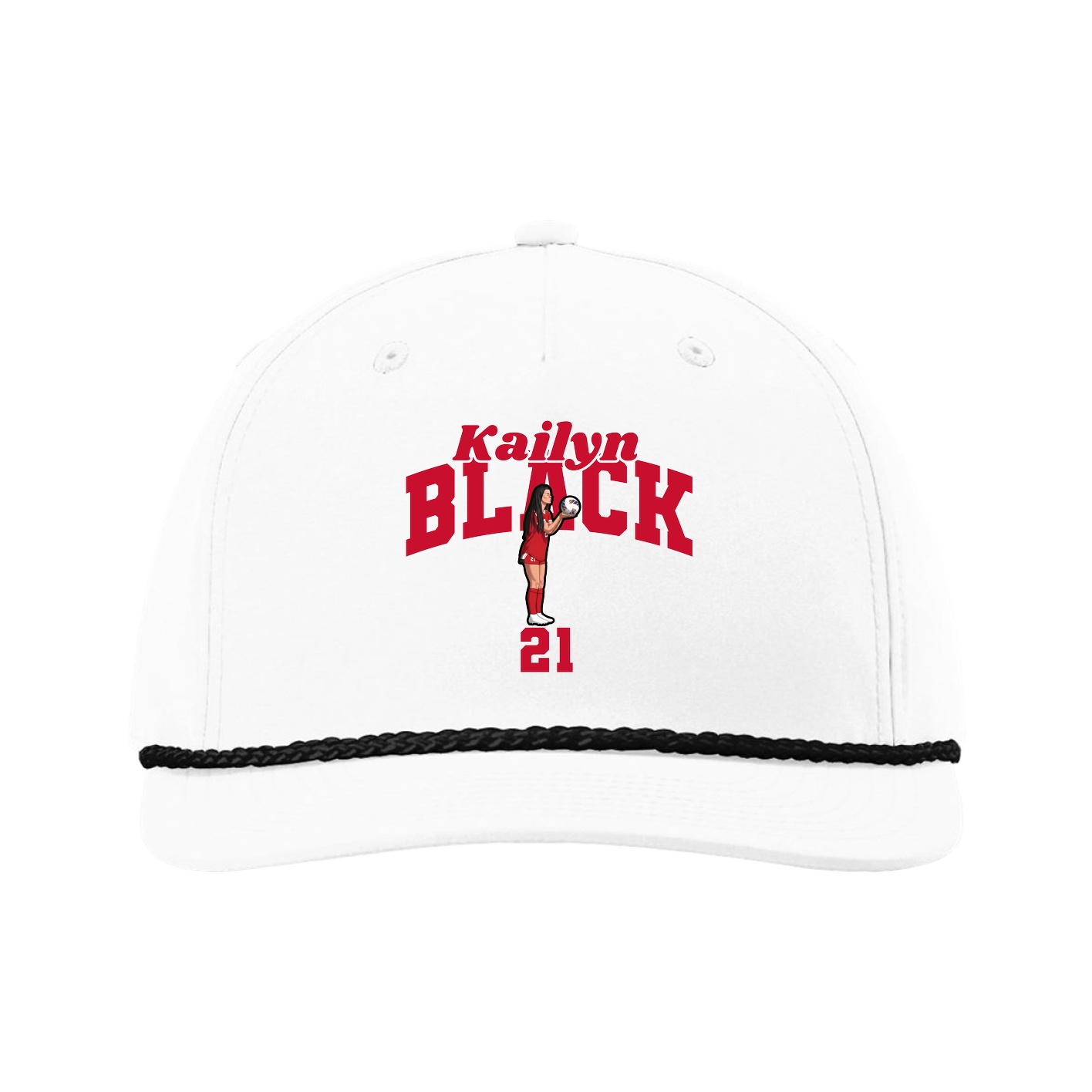 Five-Panel Classic Rope Cap — Signature Arch in White
