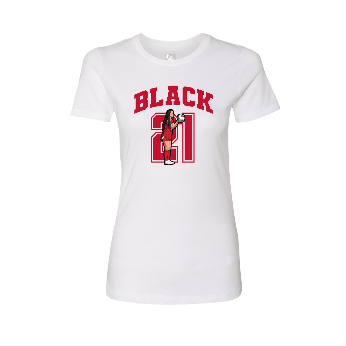 Fitted Women's Tee — Number in White
