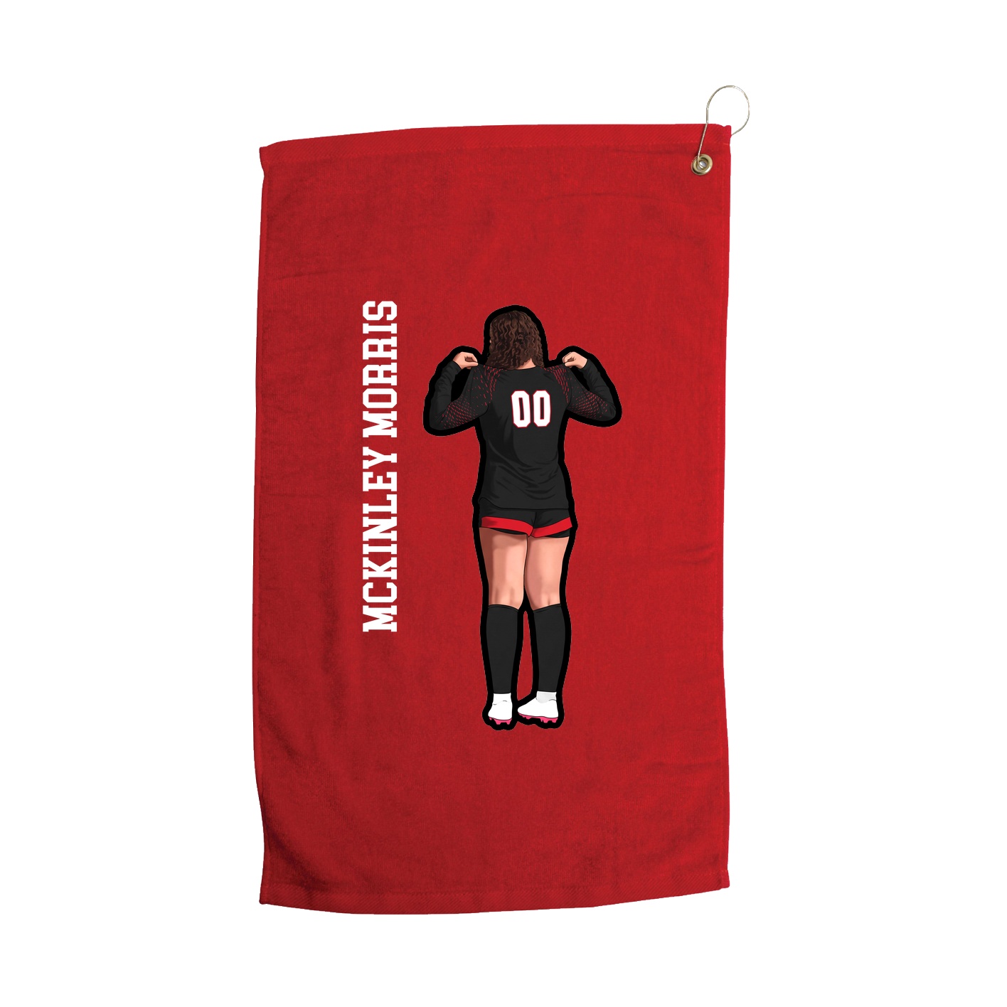 Golf Towel — Name Vertical in Red