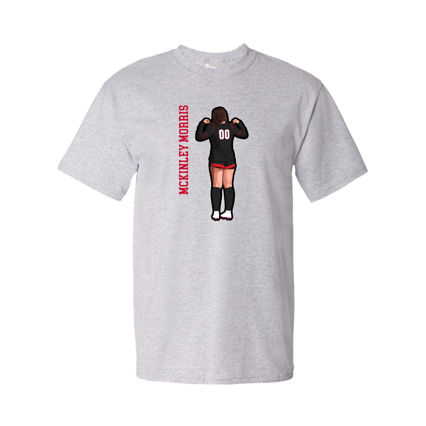 Youth Tee — Name Vertical in Grey