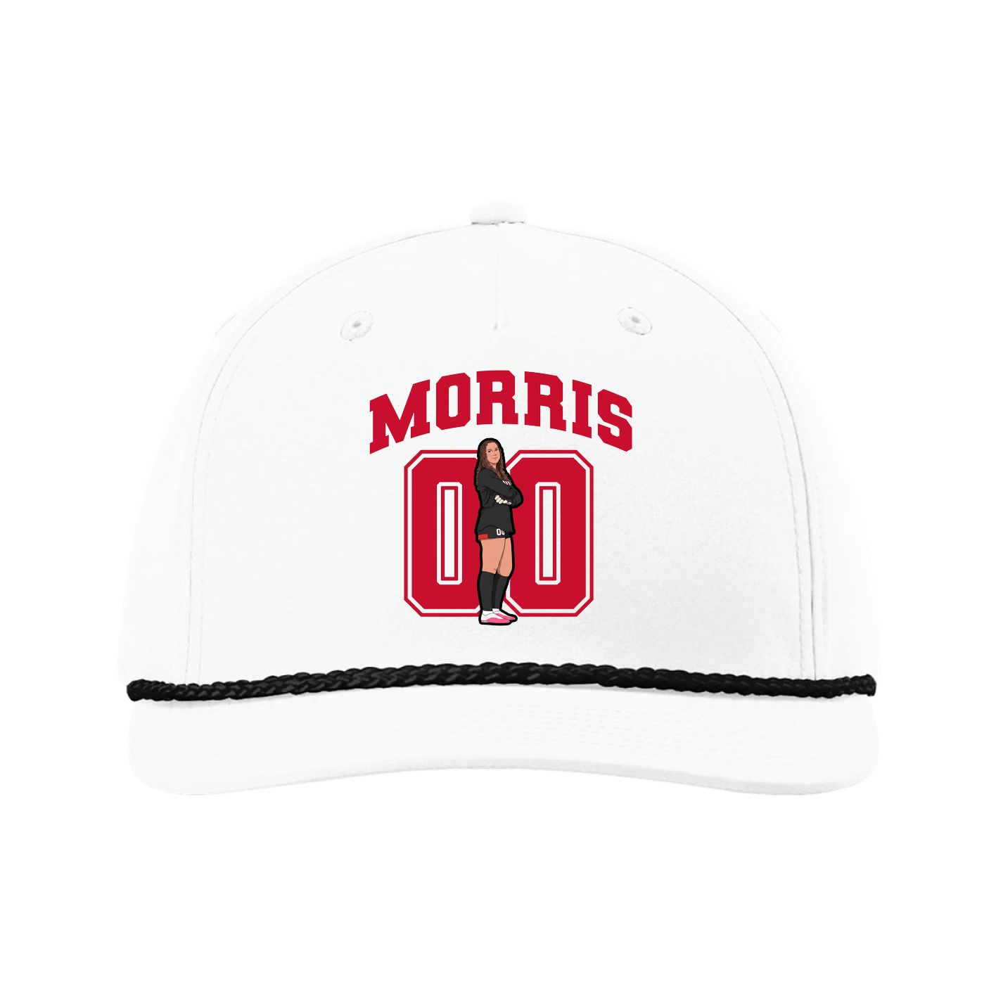 Five-Panel Classic Rope Cap — Number in White