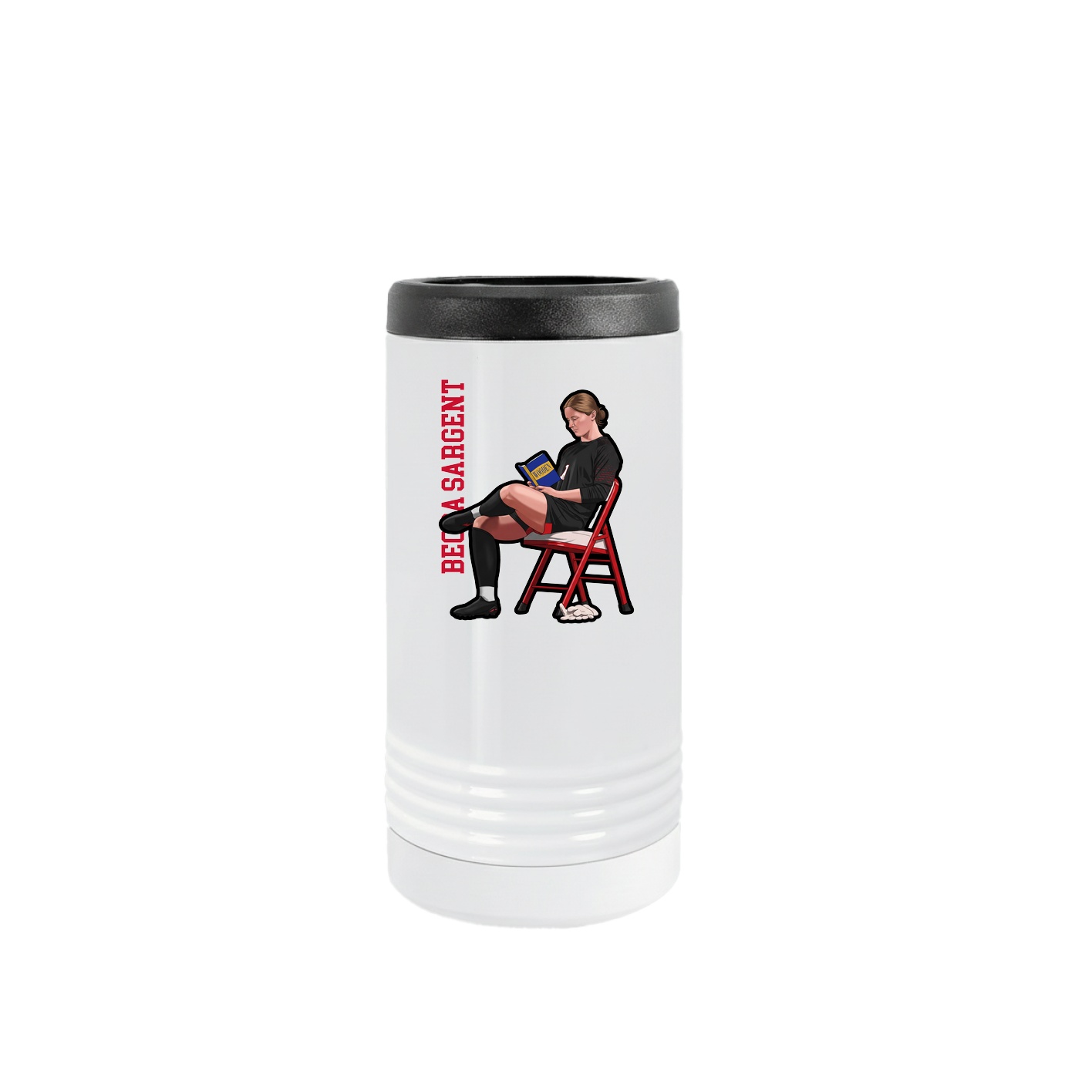 Slim Beverage Holder — Name Vertical in White