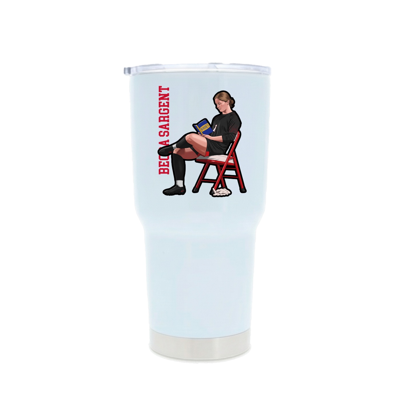 30oz Stainless Steel Tumbler — Name Vertical in White