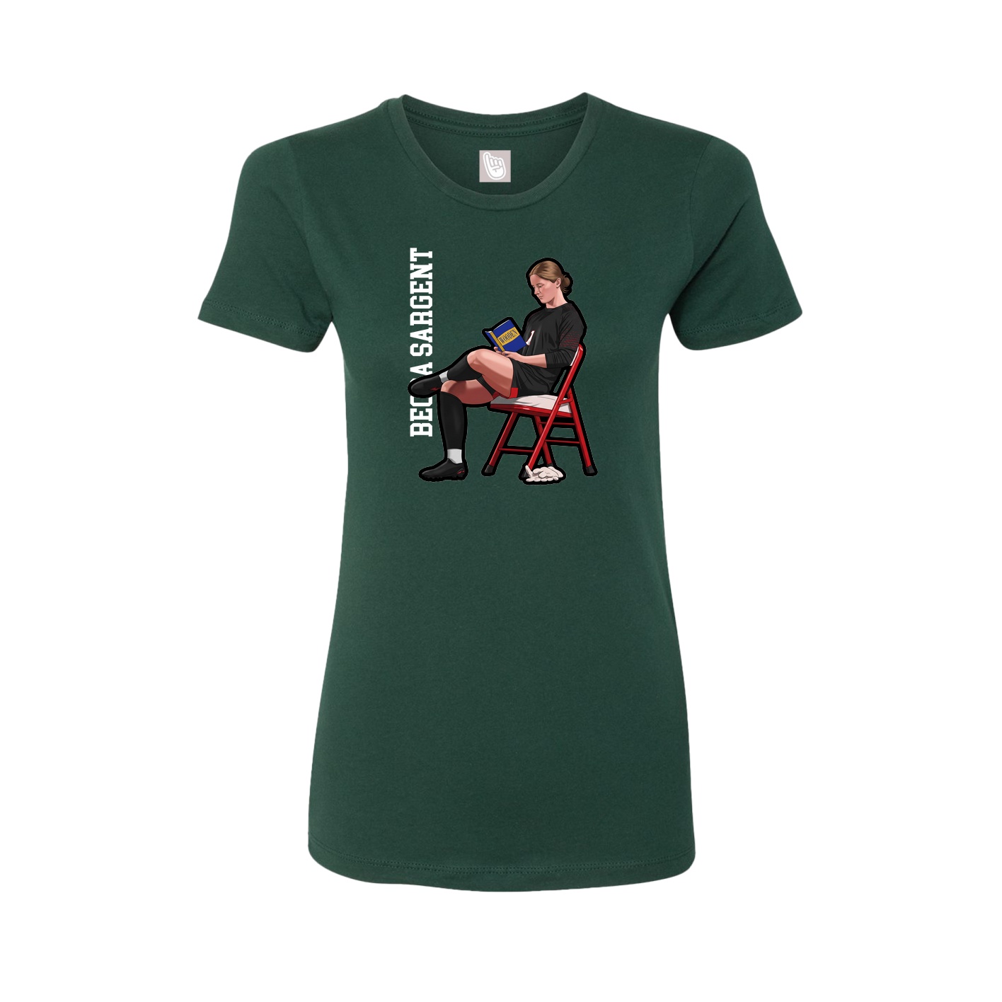 Fitted Women's Tee — Name Vertical in Green