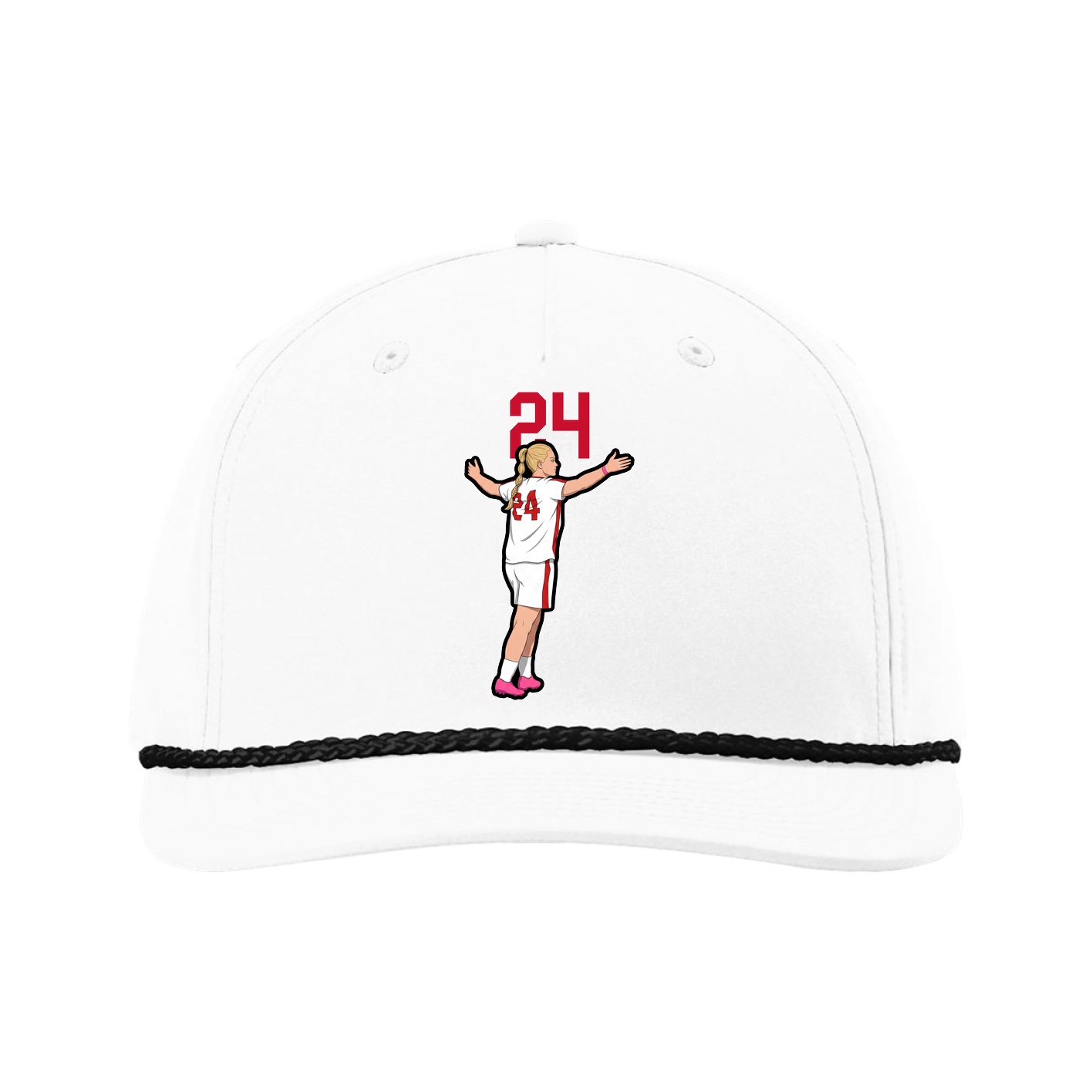 Five-Panel Classic Rope Cap — Number Top in White