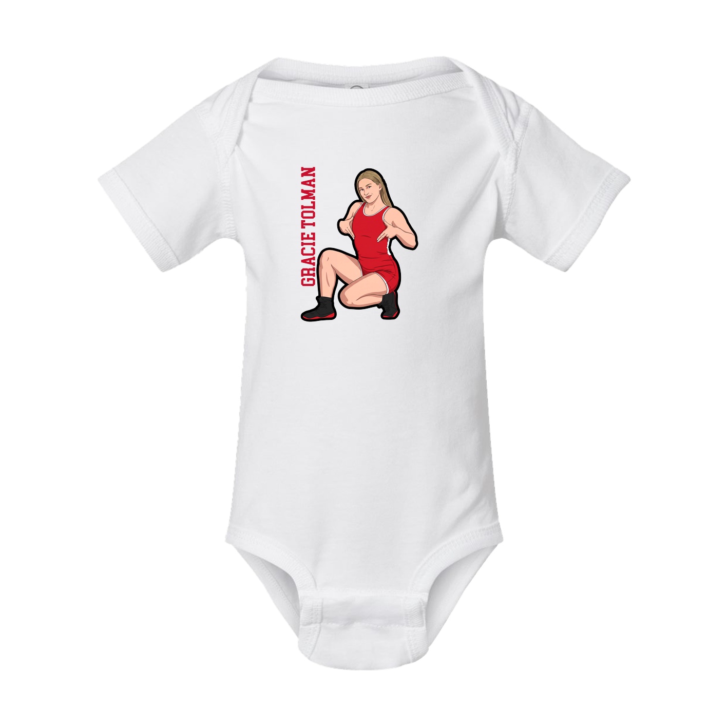 Baby Onesie — Name Vertical in White