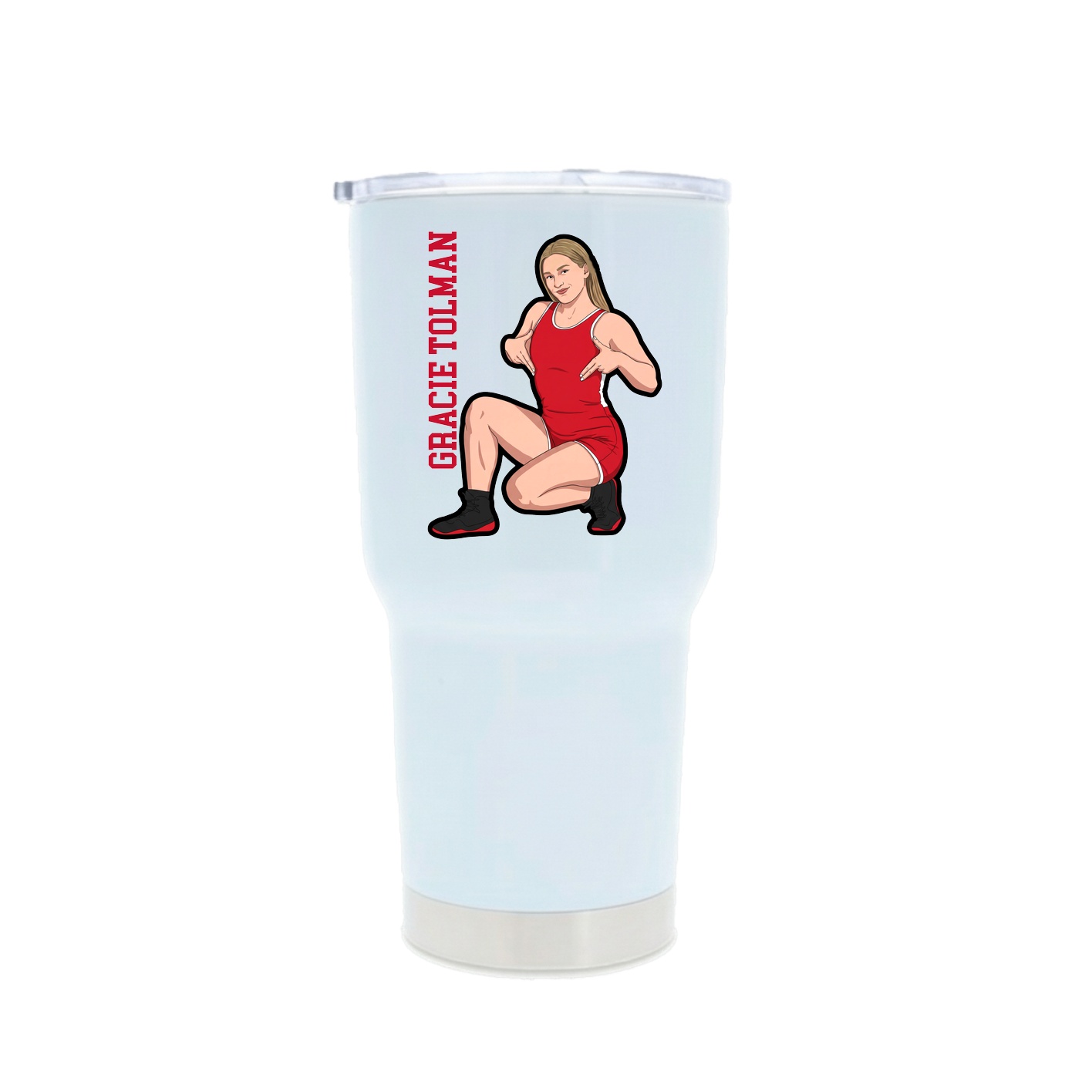 30oz Stainless Steel Tumbler — Name Vertical in White