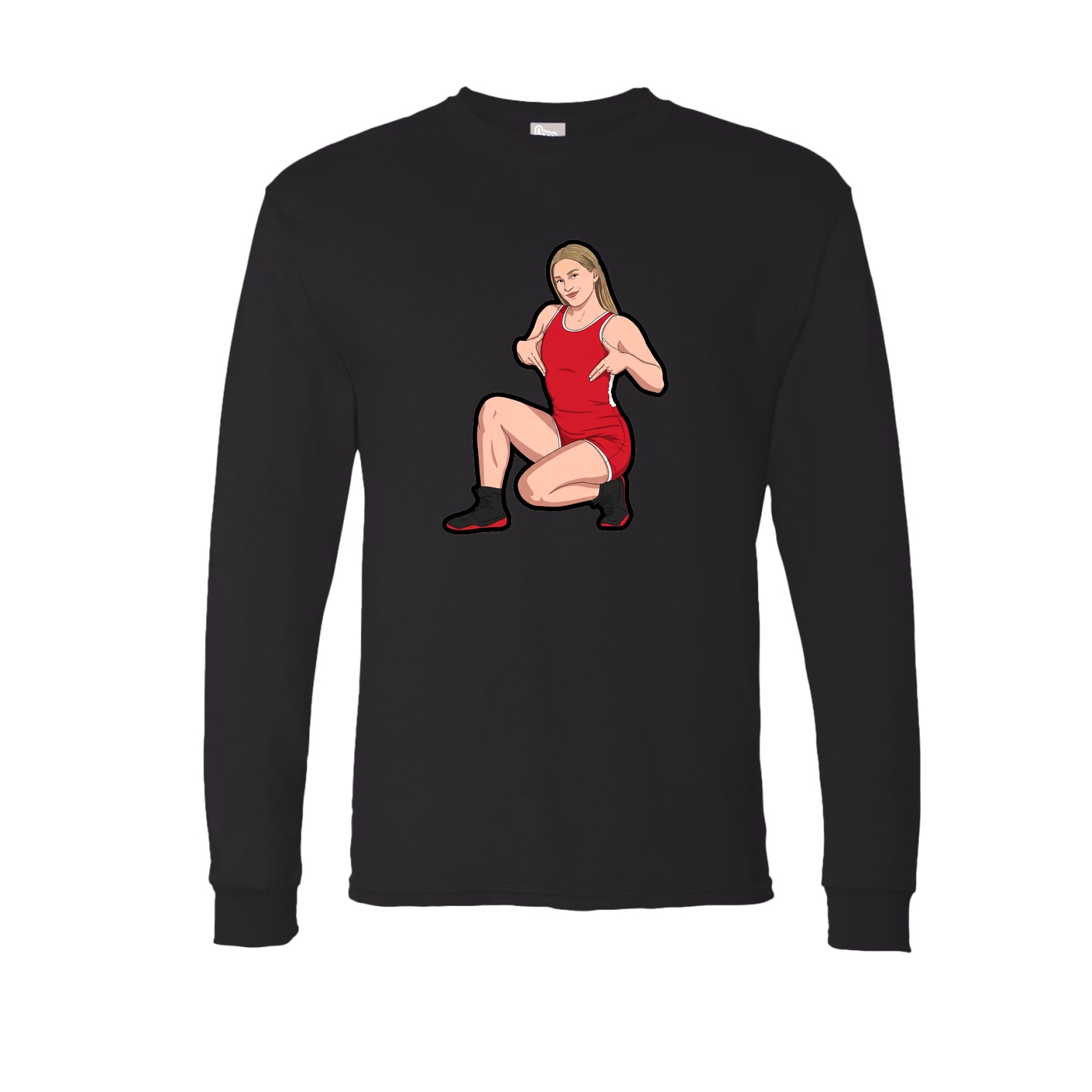 Long Sleeve Tee — Name Vertical in Black
