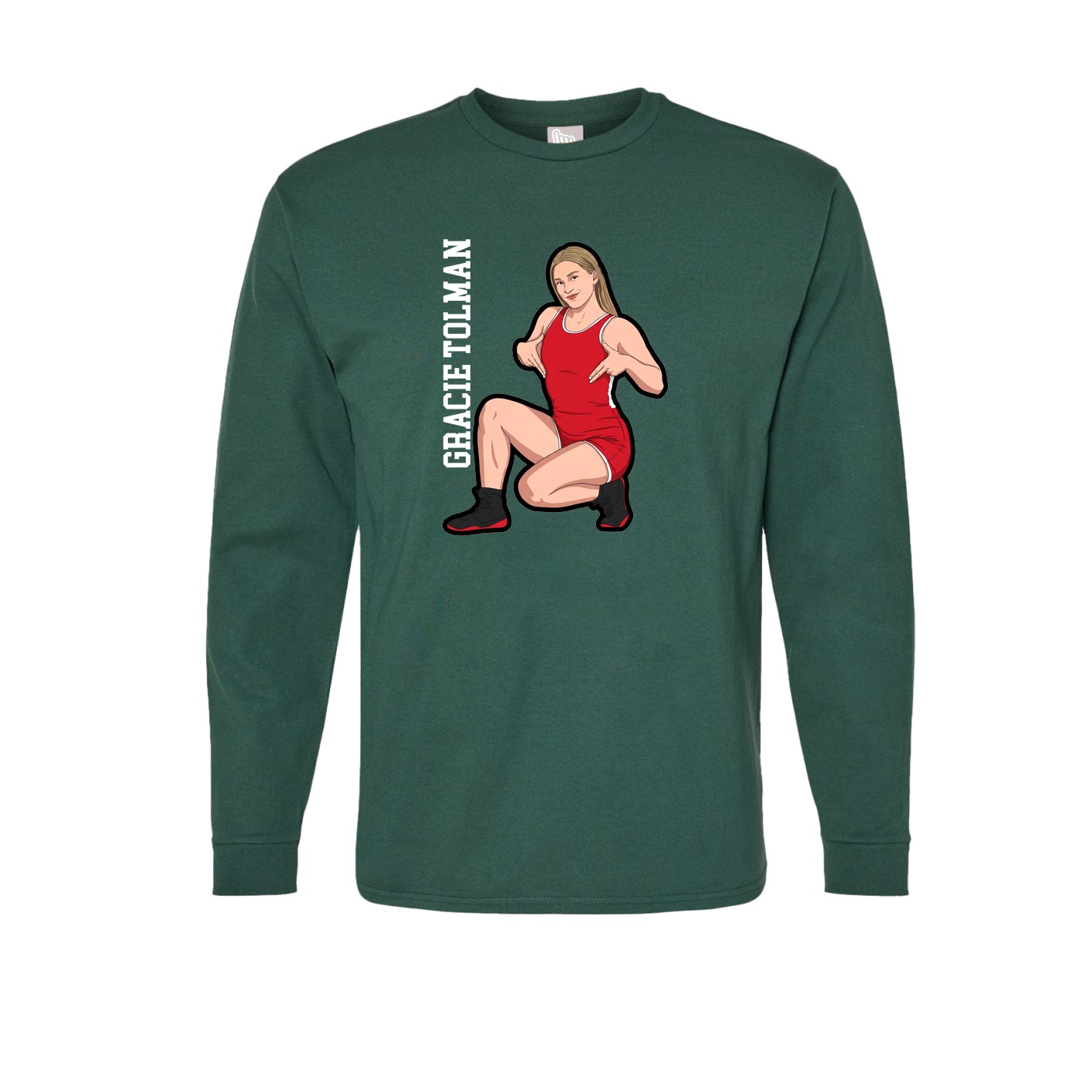 Long Sleeve Tee — Name Vertical in Green