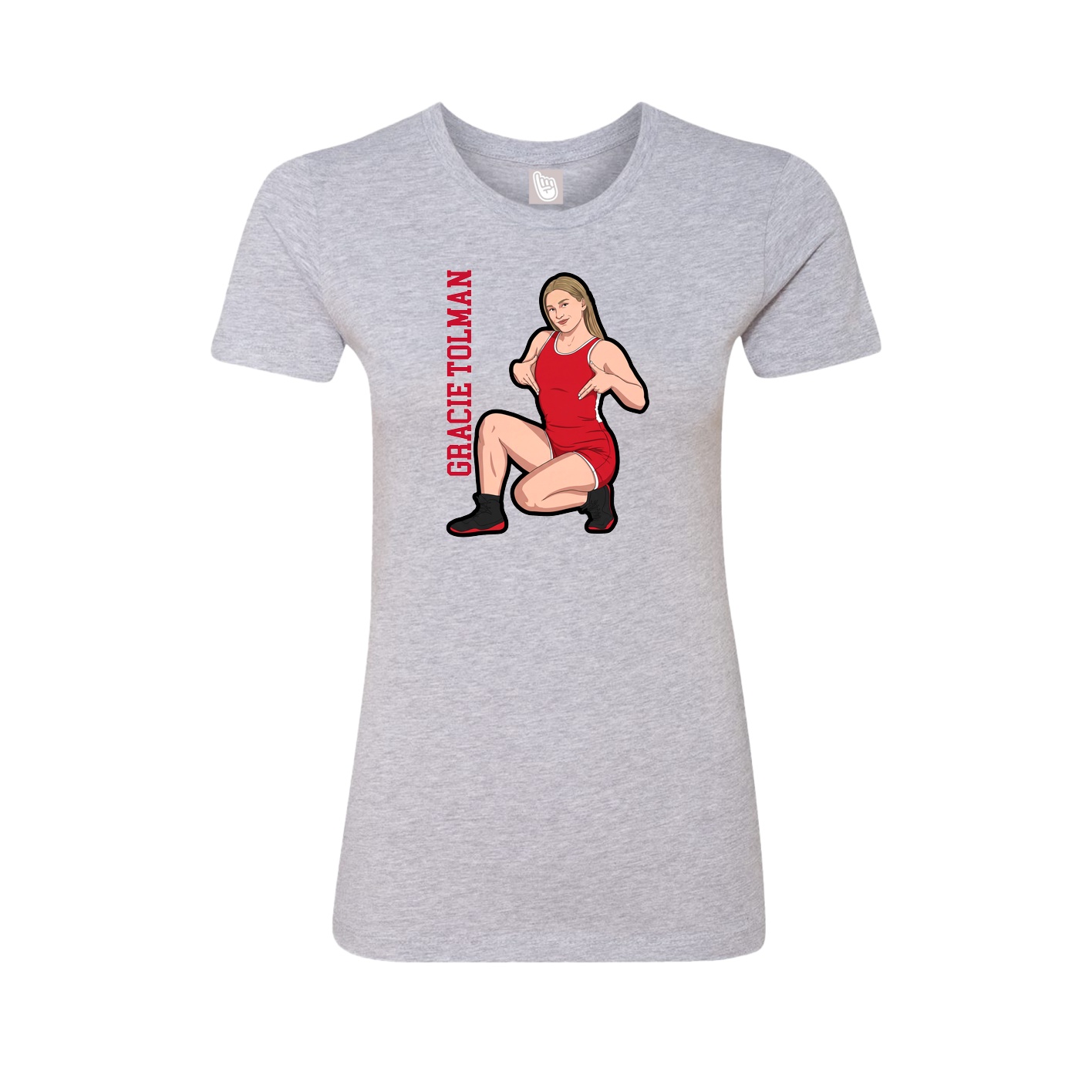 Womens Tee — Name Vertical in Grey