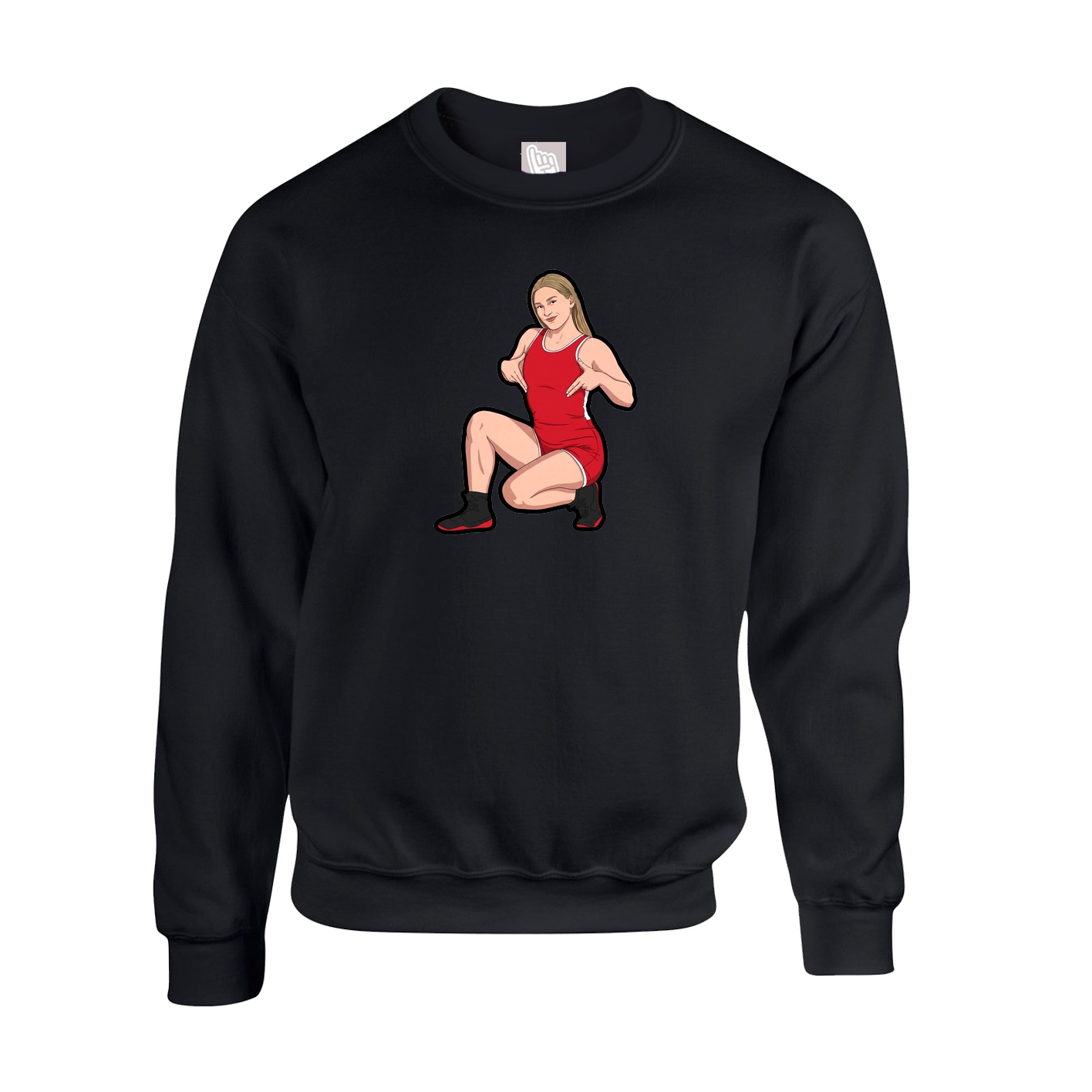 Fleece Crew — Name Vertical in Black