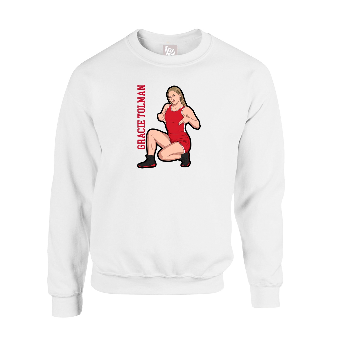 Fleece Crew — Name Vertical in White