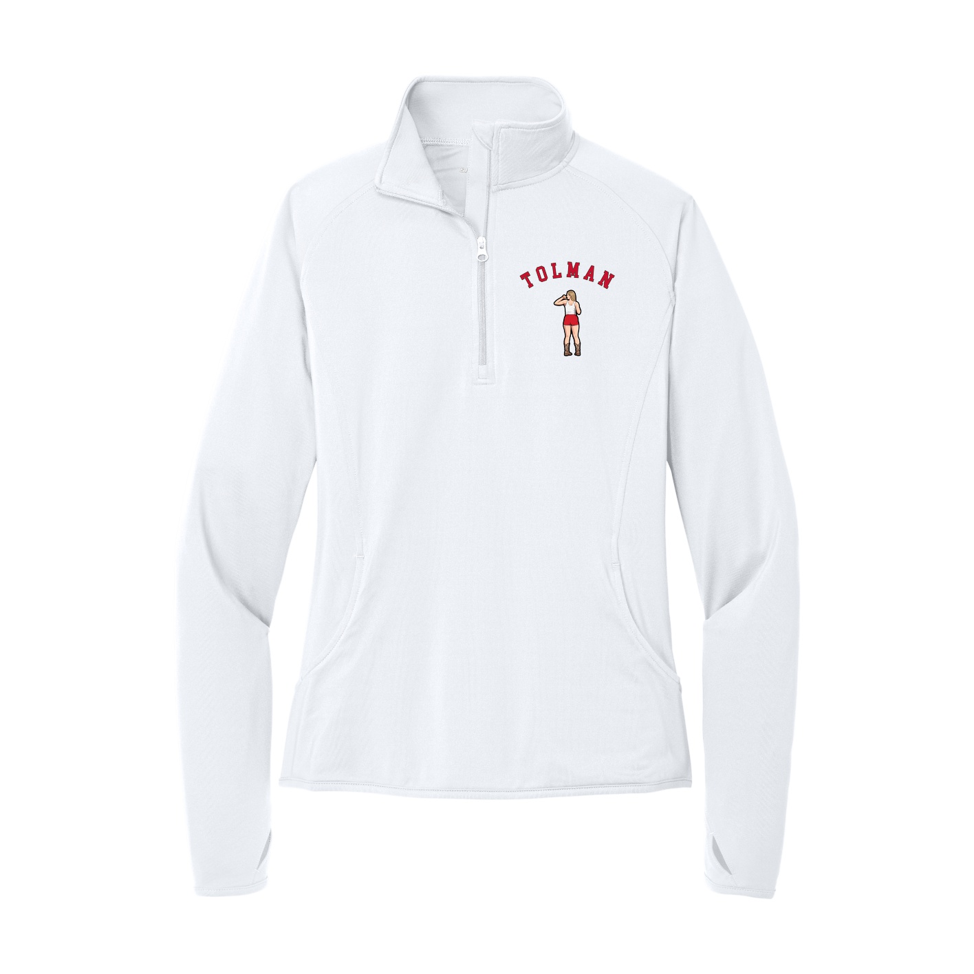Women's Q-Zip Pullover — Shirsey Arch in White