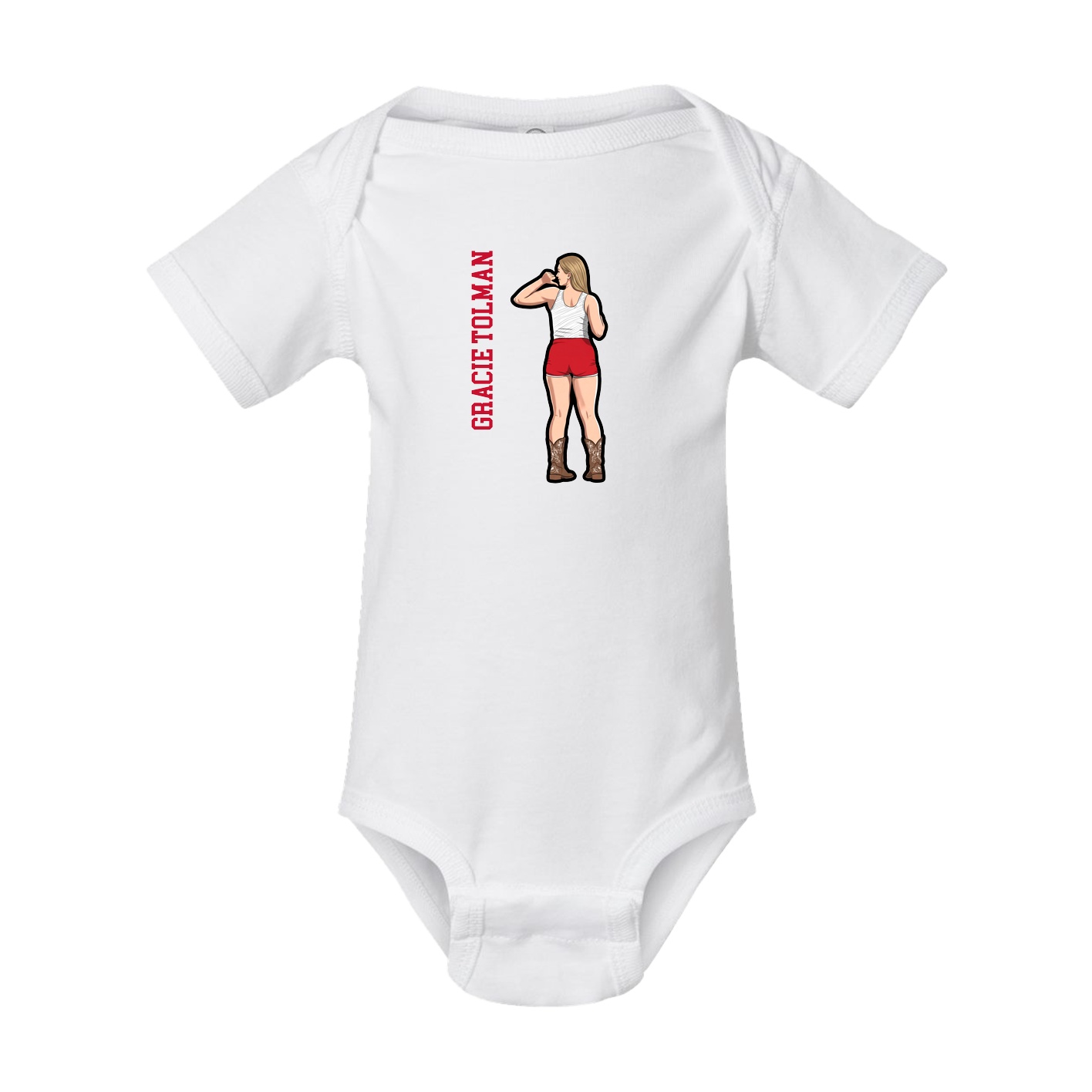Baby Onesie — Name Vertical in White