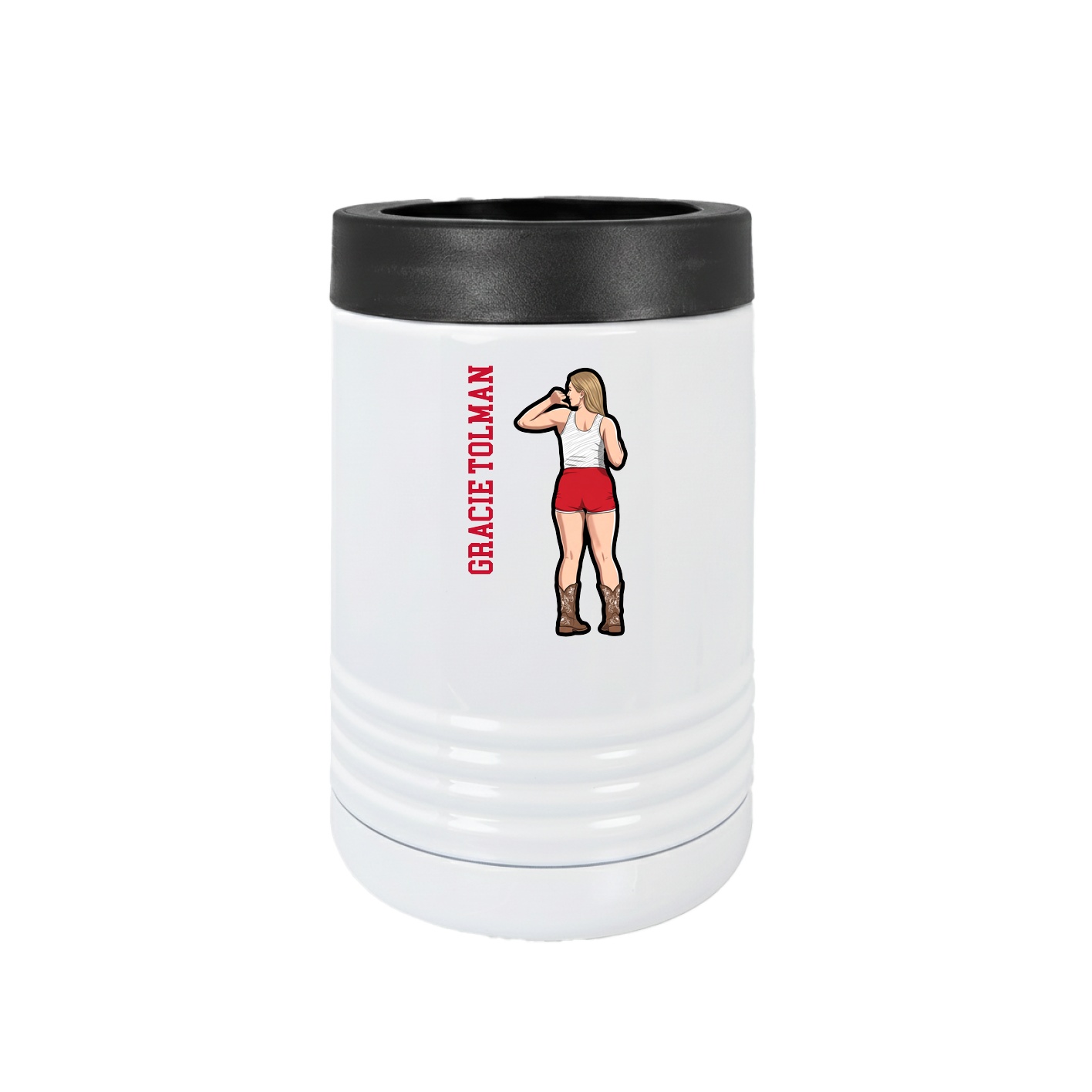 Beverage Holder — Name Vertical in White