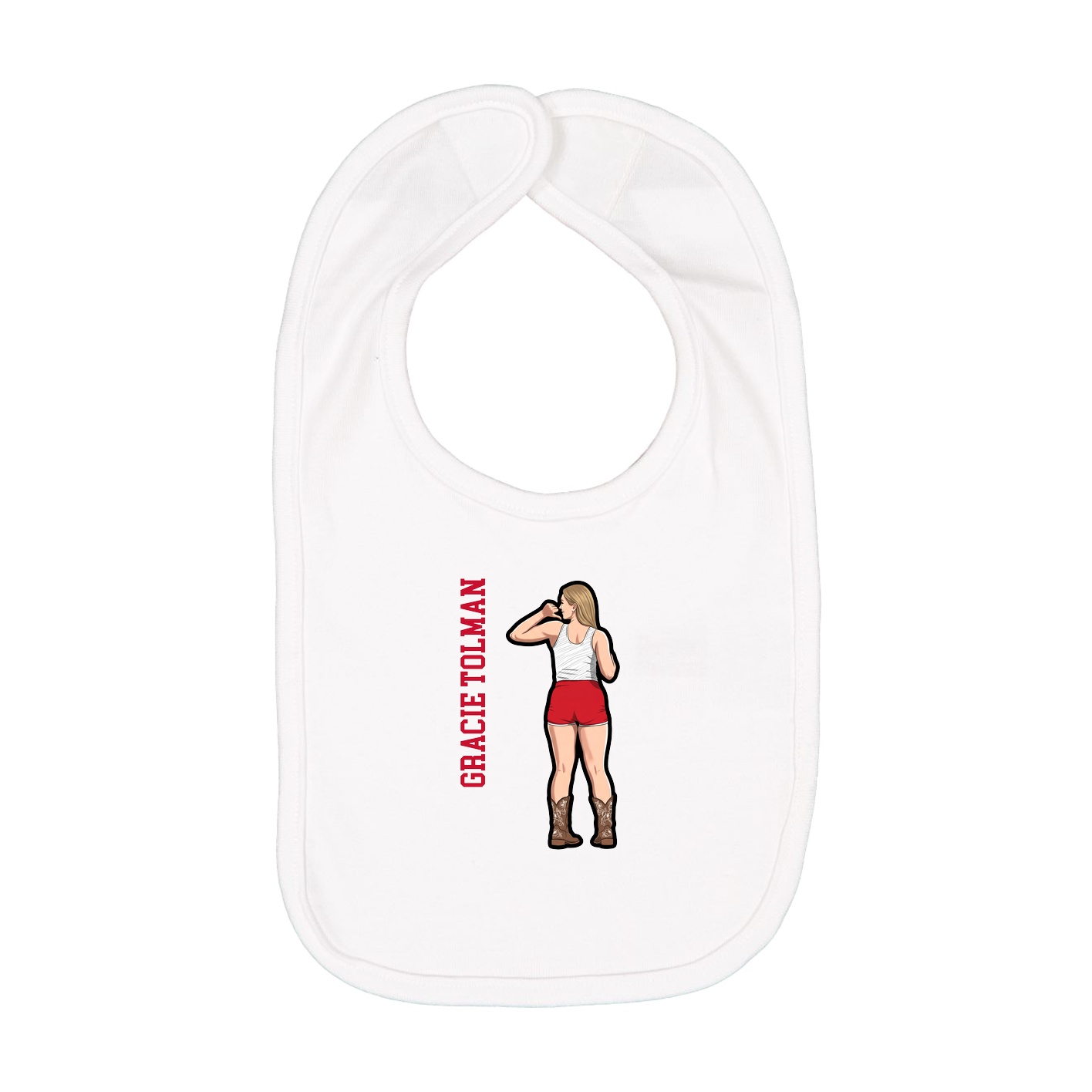 Infant Bib — Name Vertical in White